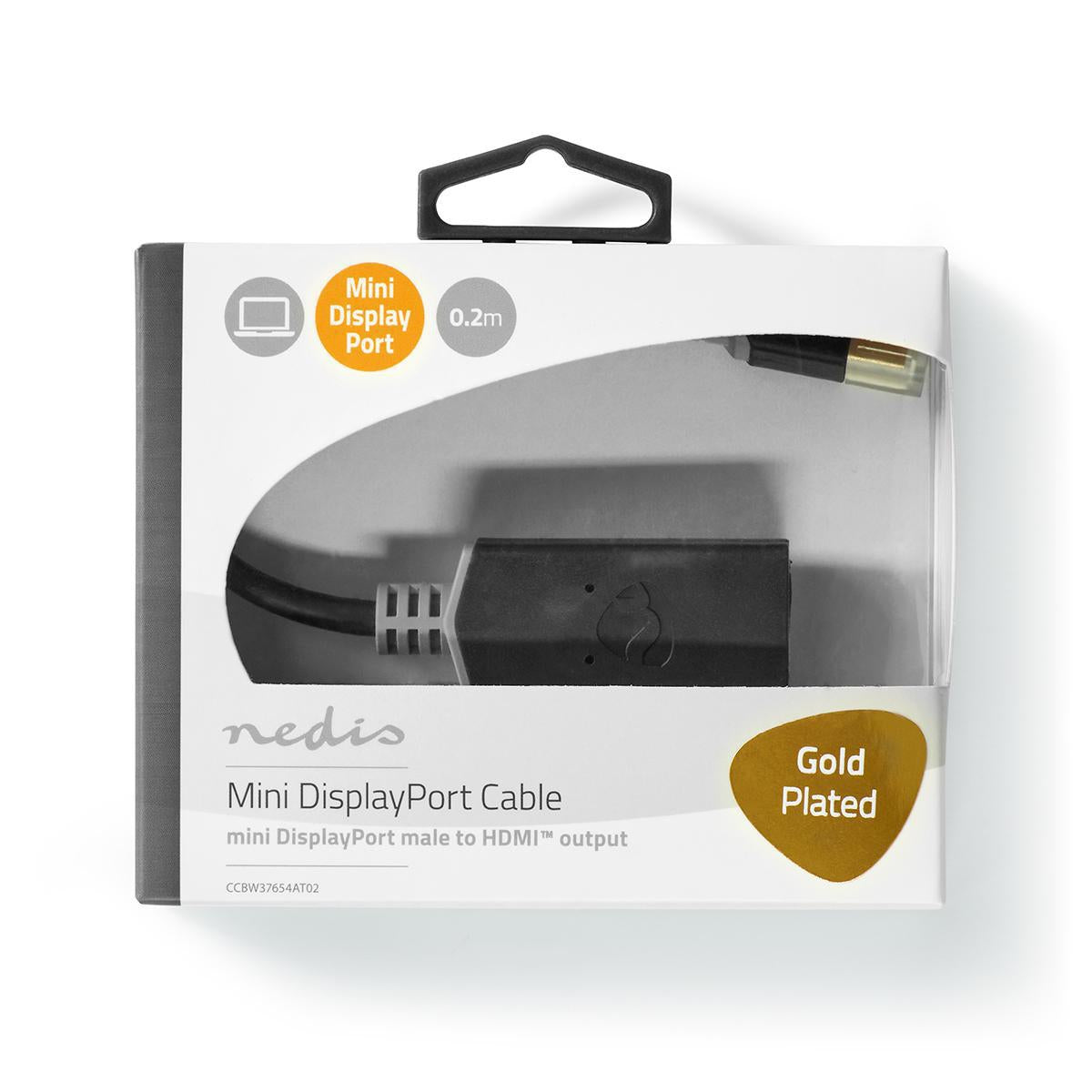 Mini Displayport Cable | DisplayPort 1.4 | Mini DisplayPort Male | HDMI™ Output | 48 Gbps | Gold Plated | 0.20 m | Round | PVC | Anthracite | Cardboard box with window
