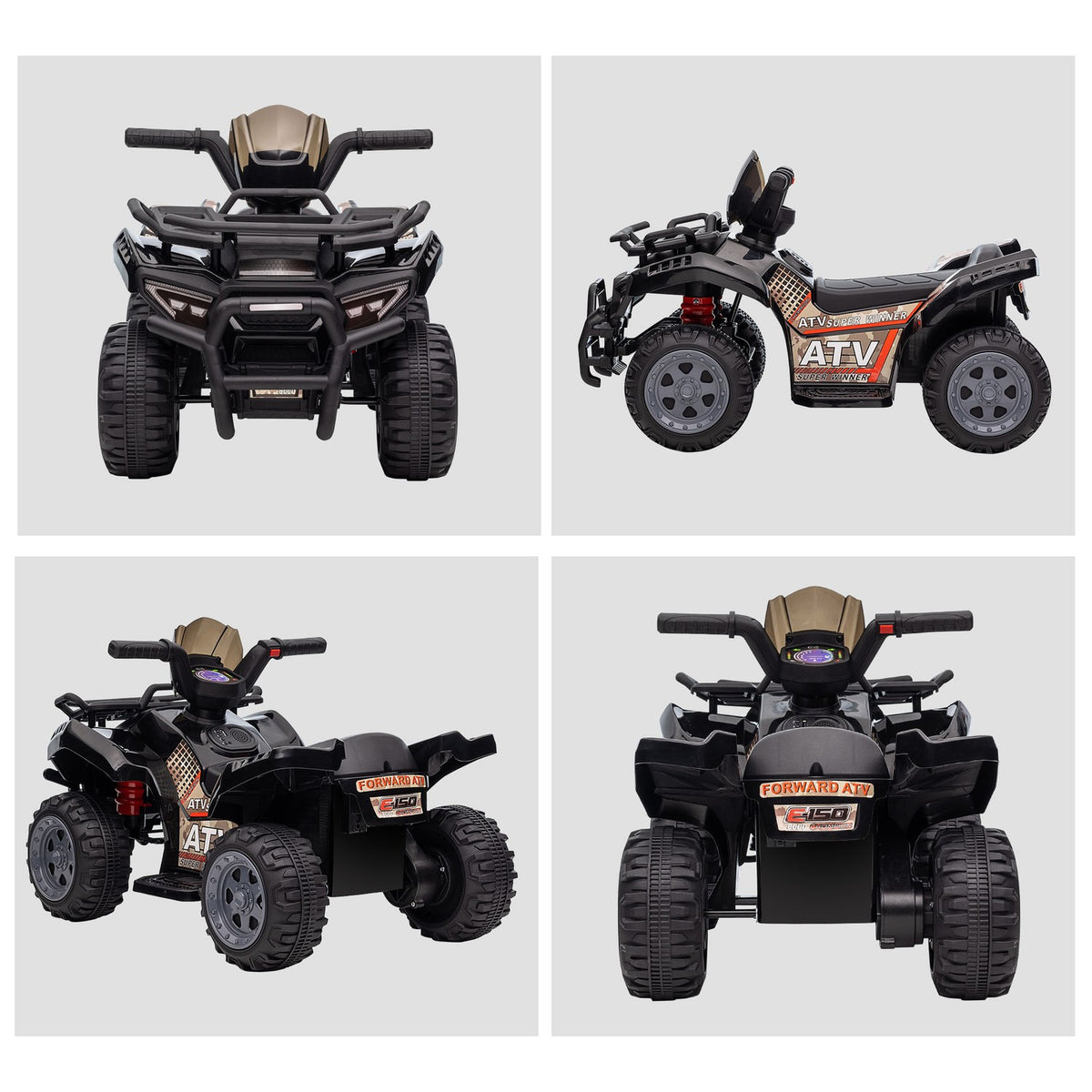 Mini Electric Quad Children'S Electric Atv Led Front Light Children'S Vehicle For 18-36 Months Children Metal Pp Plastic Black 70 X 42 X 45 Cm