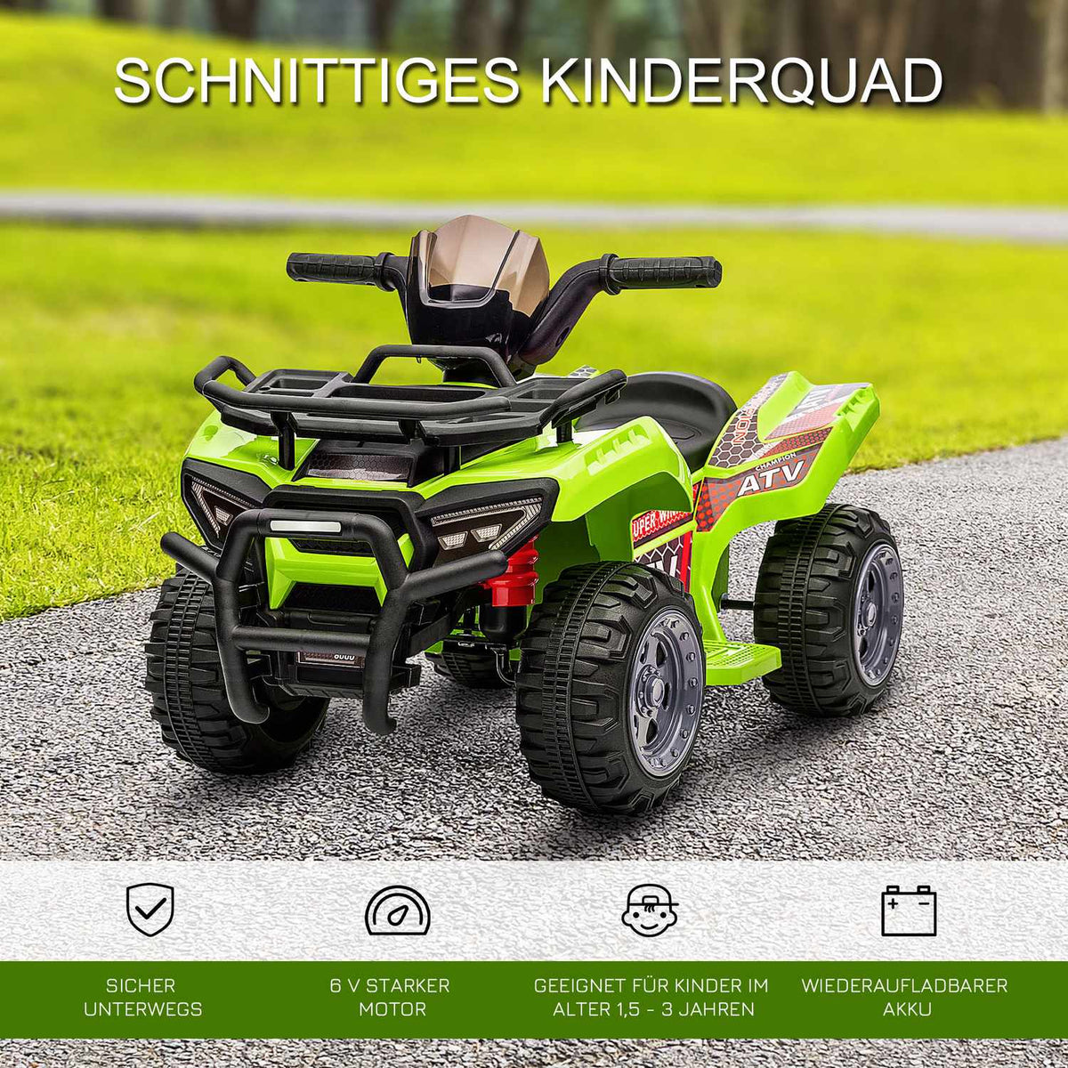 Mini Electric Quad Children'S Electric Atv Stroller Front Light Children'S Vehicle Children'S Motorcycle Electric Quad For 18-36 Months Children Green