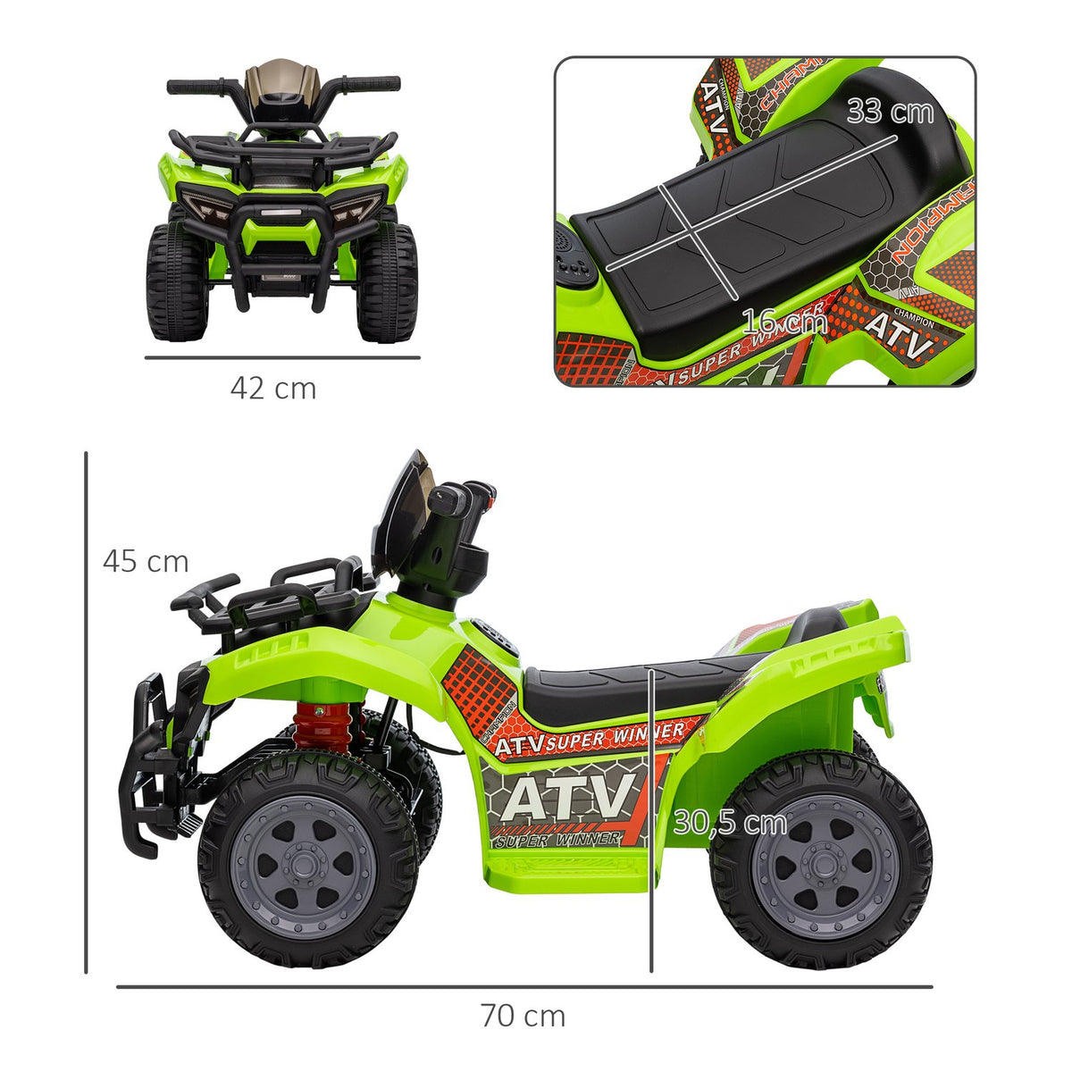 Mini Electric Quad Children'S Electric Atv Stroller Front Light Children'S Vehicle Children'S Motorcycle Electric Quad For 18-36 Months Children Green