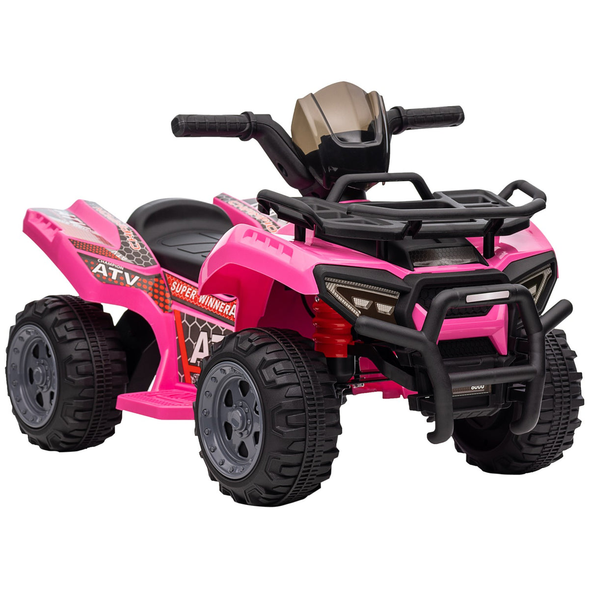 Mini Electric Quad For Children 18-36 Months, Children'S Electric Atv With Led Front Light, Metal & Pp Plastic, Pink