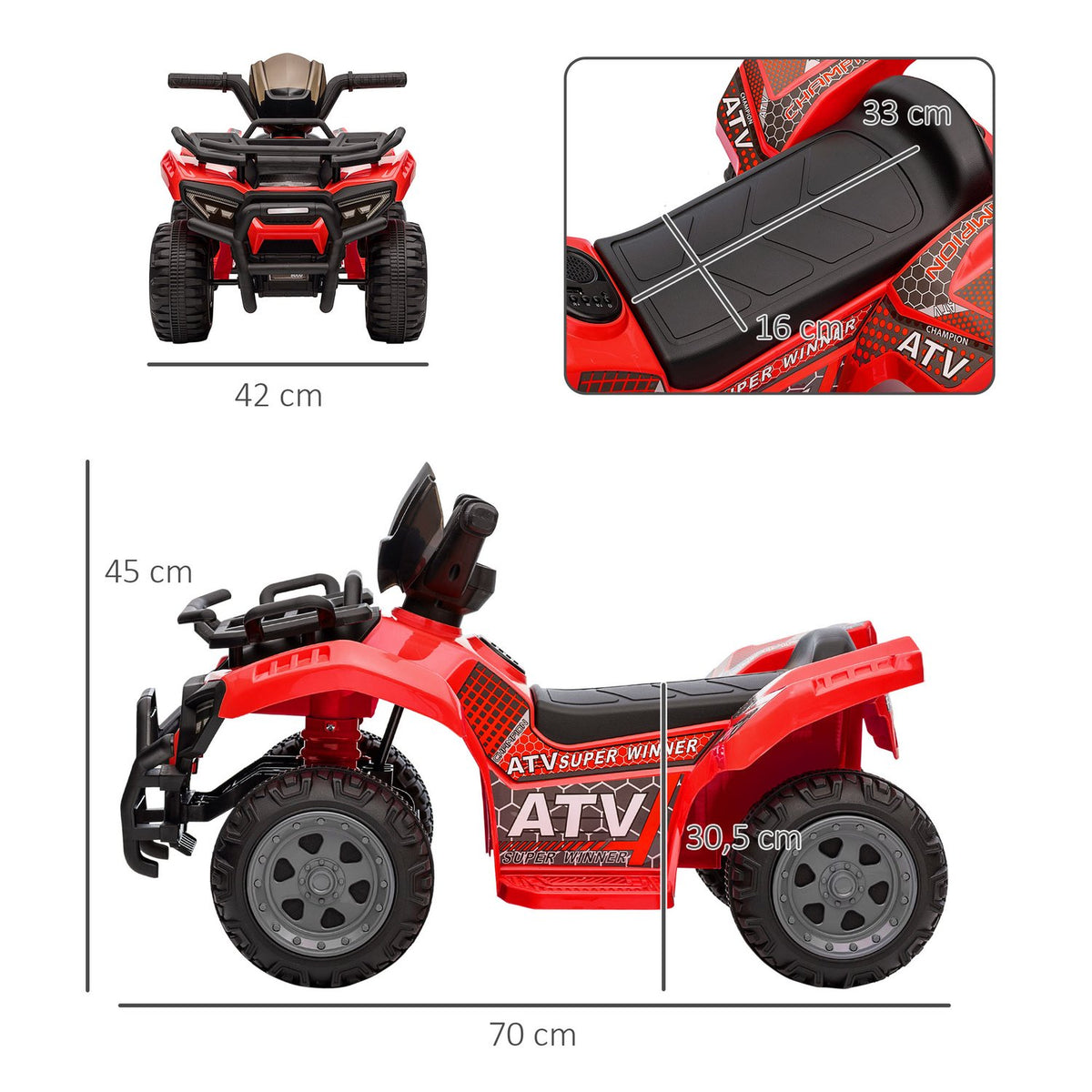 Mini Electric Quad For Children 18-36 Months, Stroller With Front Light, Children'S Motorcycle Electric Quad, Pink