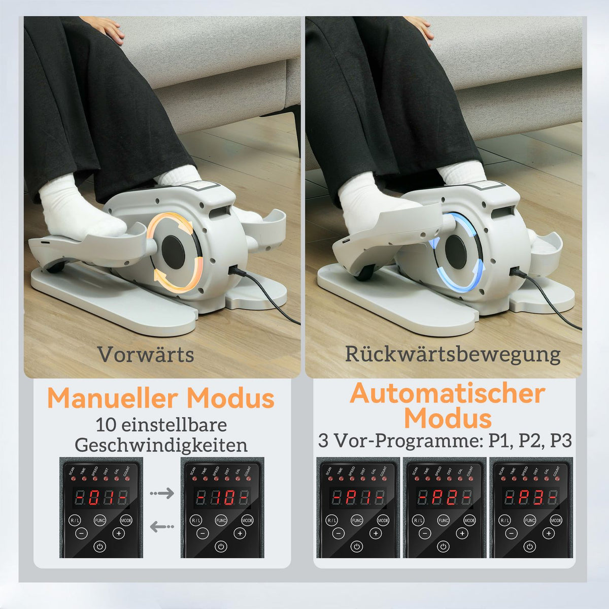 Mini Elliptical Trainer Under Desk Mini Cross Trainer for Home Elliptical Leg Trainer with 10 Level Speed, LCD Monitor, Remote Control, for Office, Seniors