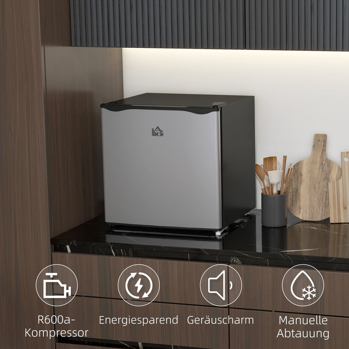 Mini Freezer, 35L Electric Freestanding Freestanding Mini Freezer, Mini Fridge, -14 to -24℃, 5 Level Temperature Control, 47 x 44.2 x 48.8 cm, Silver