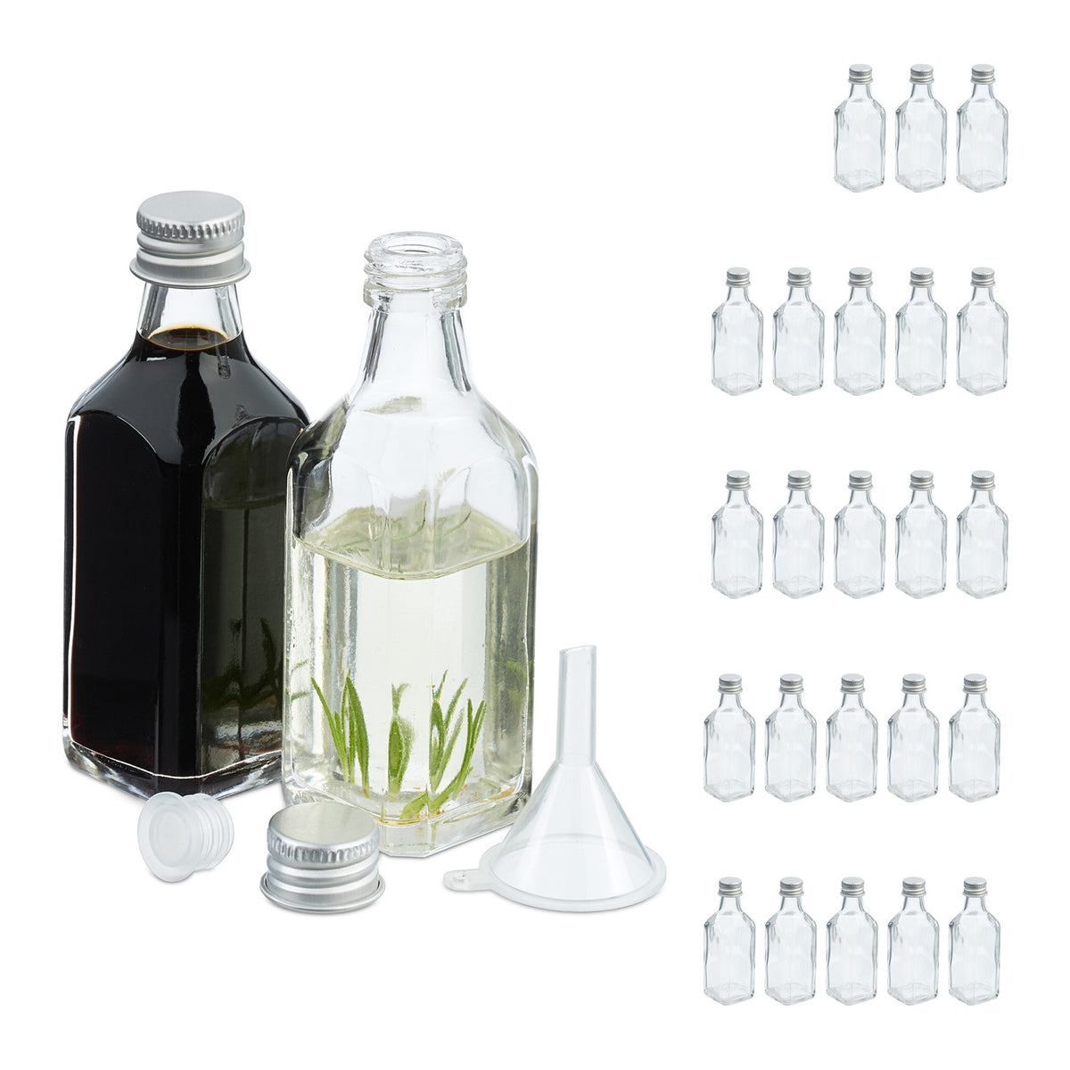 Mini Glass Bottles with Screw Caps – Set of 12