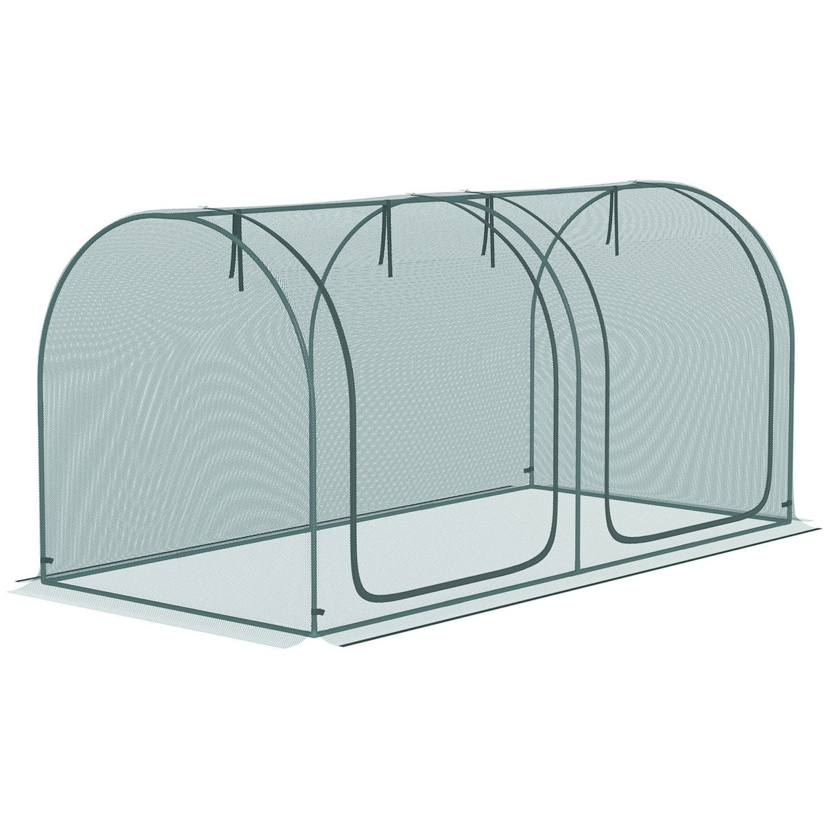 Mini Greenhouse 2.49X1.2M Plant Protection Tent With Door, For Garden & Balcony, Steel Frame & Hdpe Net, Dark Green