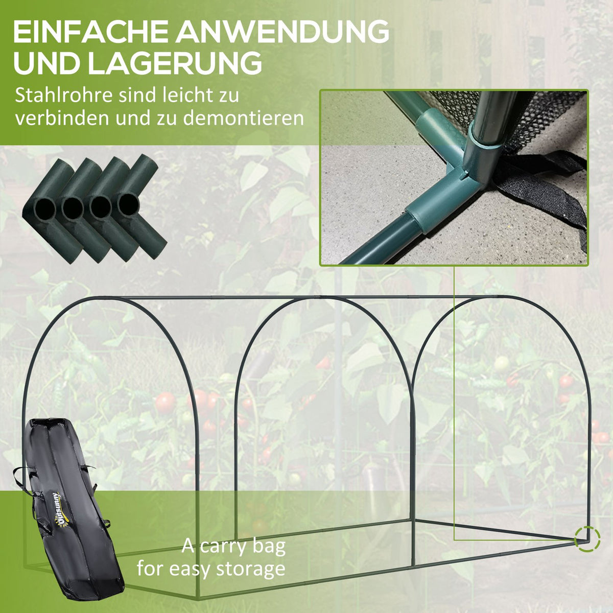 Mini Greenhouse 2.49X1.2M Plant Protection Tent With Door, For Garden & Balcony, Steel Frame & Hdpe Net, Dark Green