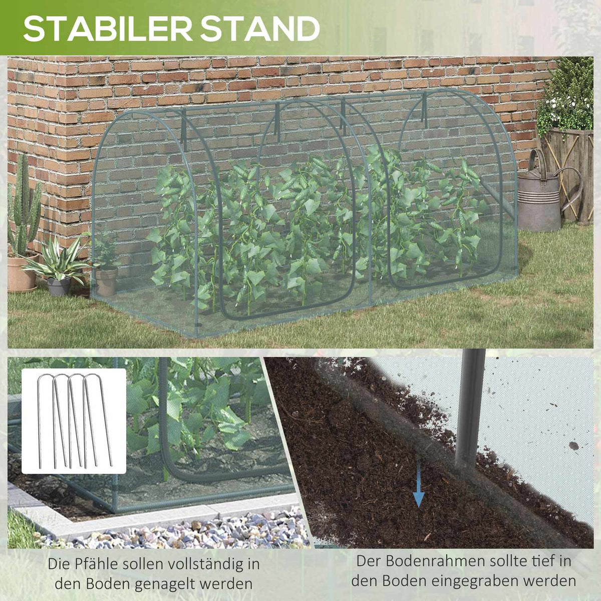 Mini Greenhouse 2.49X1.2M Plant Protection Tent With Door, For Garden & Balcony, Steel Frame & Hdpe Net, Dark Green
