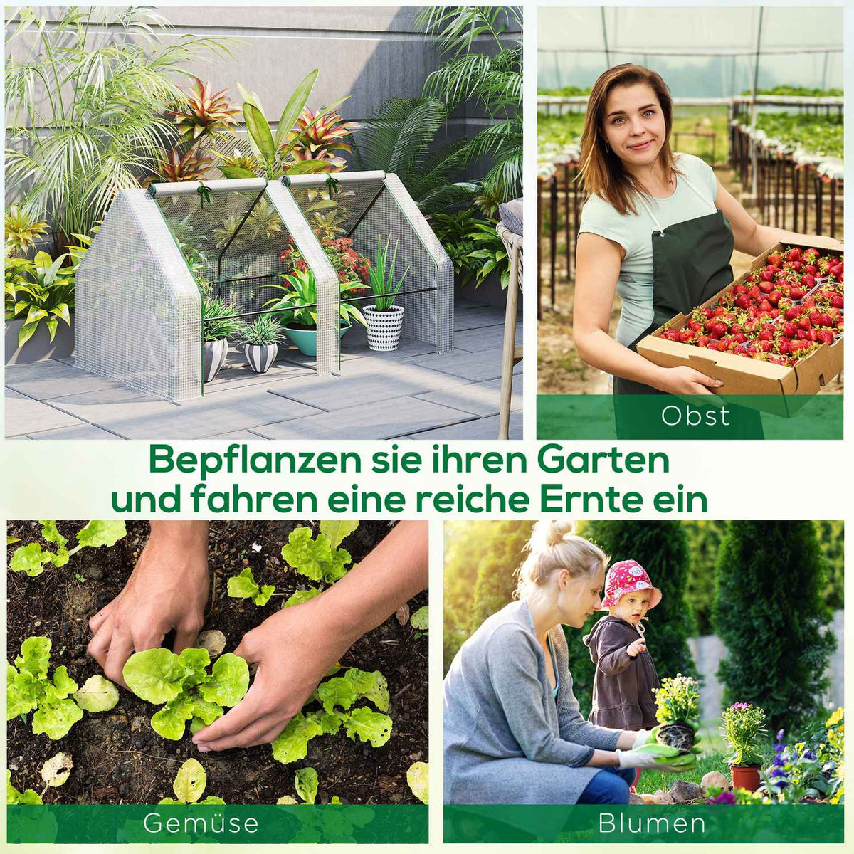 Mini Greenhouse Film Greenhouse 2 Rolling Windows Garden Balcony Pe Film 180X90X90Cm White