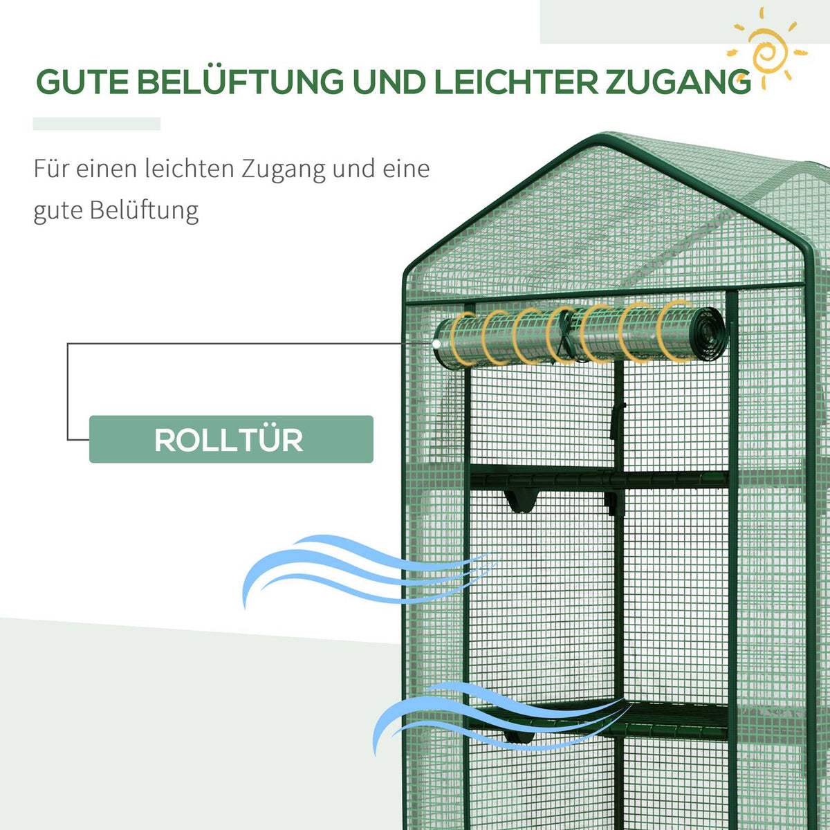 Mini Greenhouse Propagation Greenhouse With Foil Cover And 3 Shelves Shelves Rolling Door Vegetable Bed Green 69 X 49 X 125 Cm