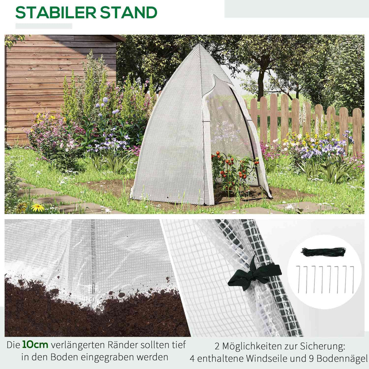 Mini Greenhouse Winter Tent With Rolling Door, For Garden/Balcony, Winter Protection, White, 160X140X180Cm