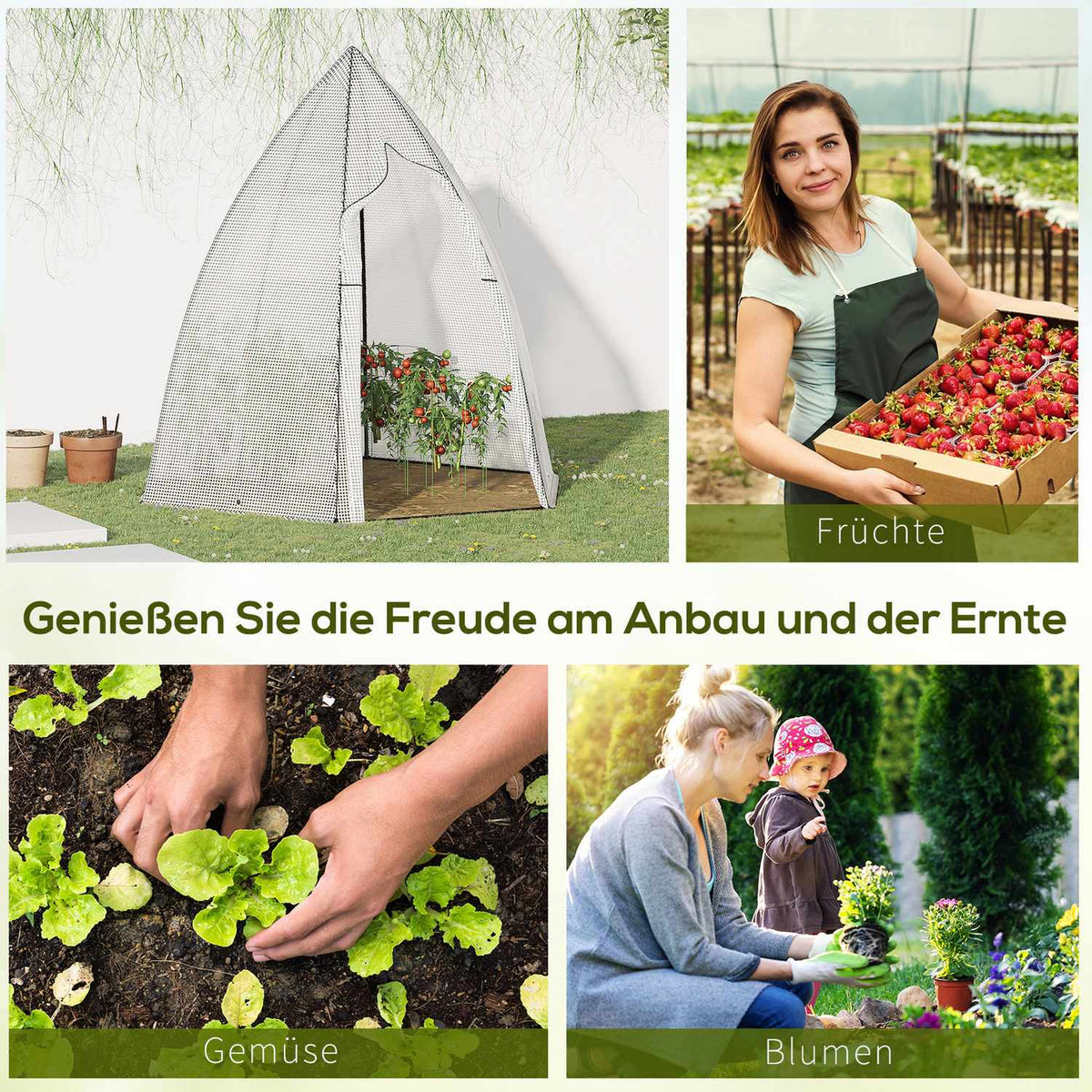 Mini Greenhouse Winter Tent With Rolling Door, For Garden/Balcony, Winter Protection, White, 160X140X180Cm