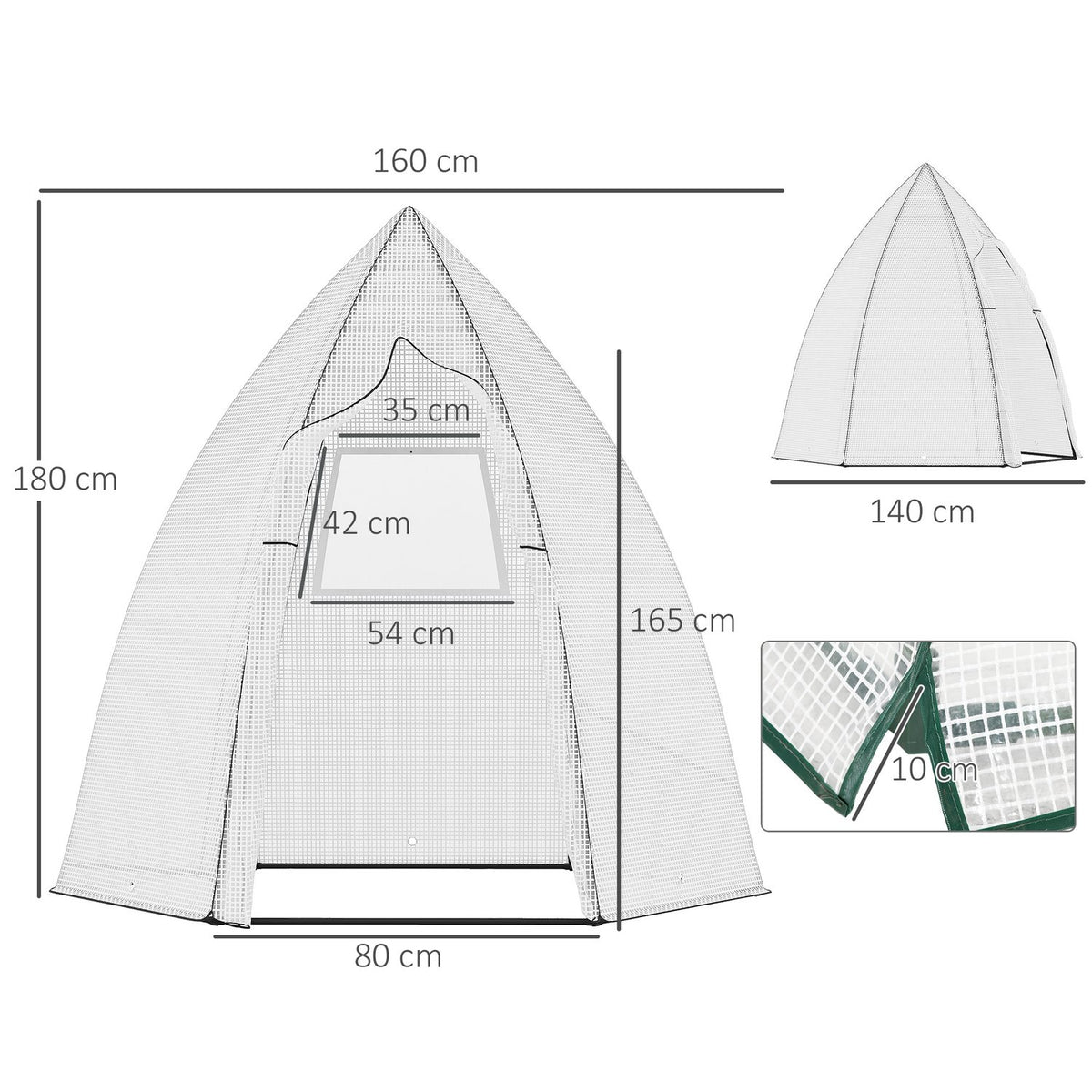 Mini Greenhouse Winter Tent With Rolling Door, For Garden/Balcony, Winter Protection, White, 160X140X180Cm