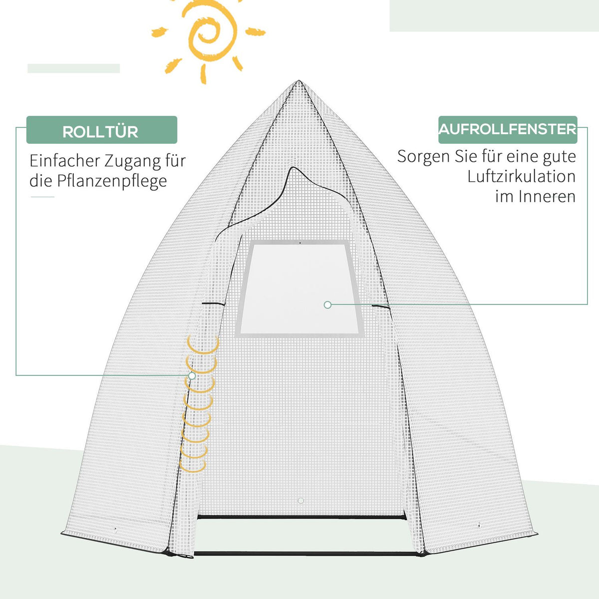 Mini Greenhouse Winter Tent With Rolling Door, For Garden/Balcony, Winter Protection, White, 160X140X180Cm
