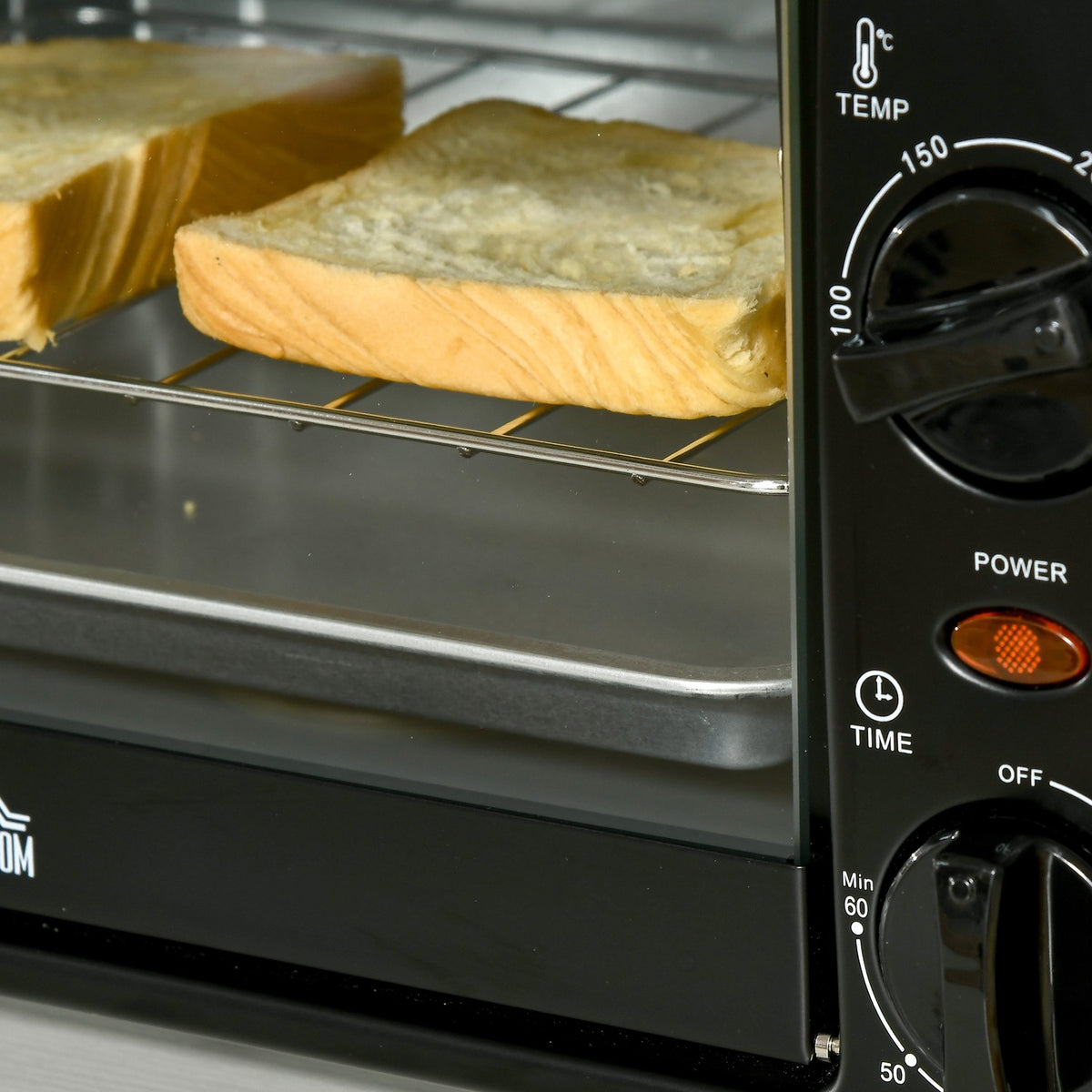 Mini Oven 10 Liter 750W Small Electric Oven With Temperature Up To 230 ℃ Timer 60 Minutes Baking Tray And Rack 36.5X26X22 Cm Black