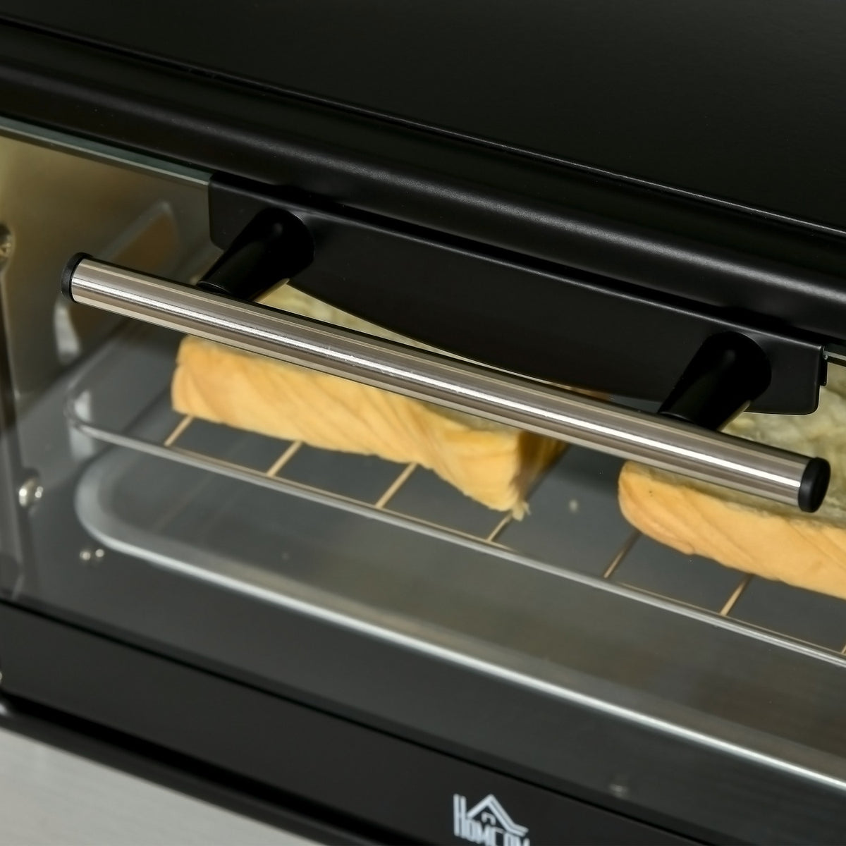 Mini Oven 10 Liter 750W Small Electric Oven With Temperature Up To 230 ℃ Timer 60 Minutes Baking Tray And Rack 36.5X26X22 Cm Black