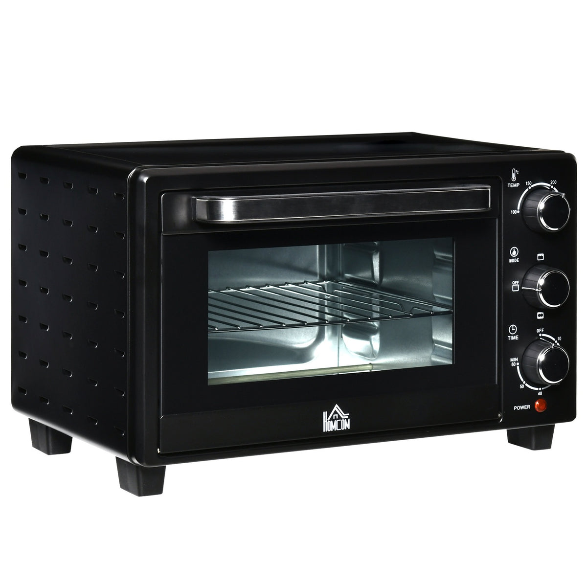 Mini Oven 21L, 3 Cooking Modes, 100°C-230°C, 1400W, Stainless Steel & Glass, Black+Silver, 46.4X38X28.5Cm