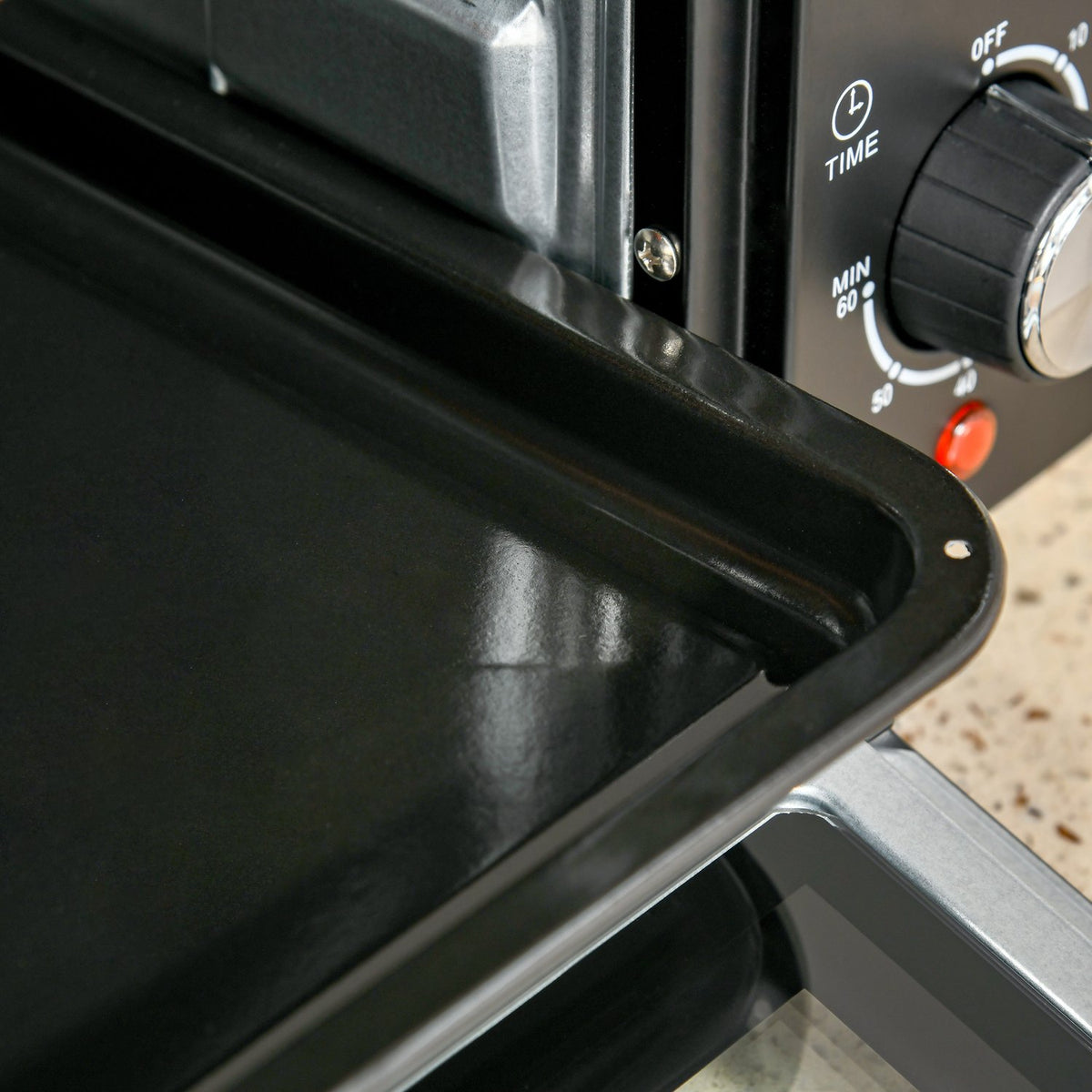 Mini Oven 21L, 3 Cooking Modes, 100°C-230°C, 1400W, Stainless Steel & Glass, Black+Silver, 46.4X38X28.5Cm