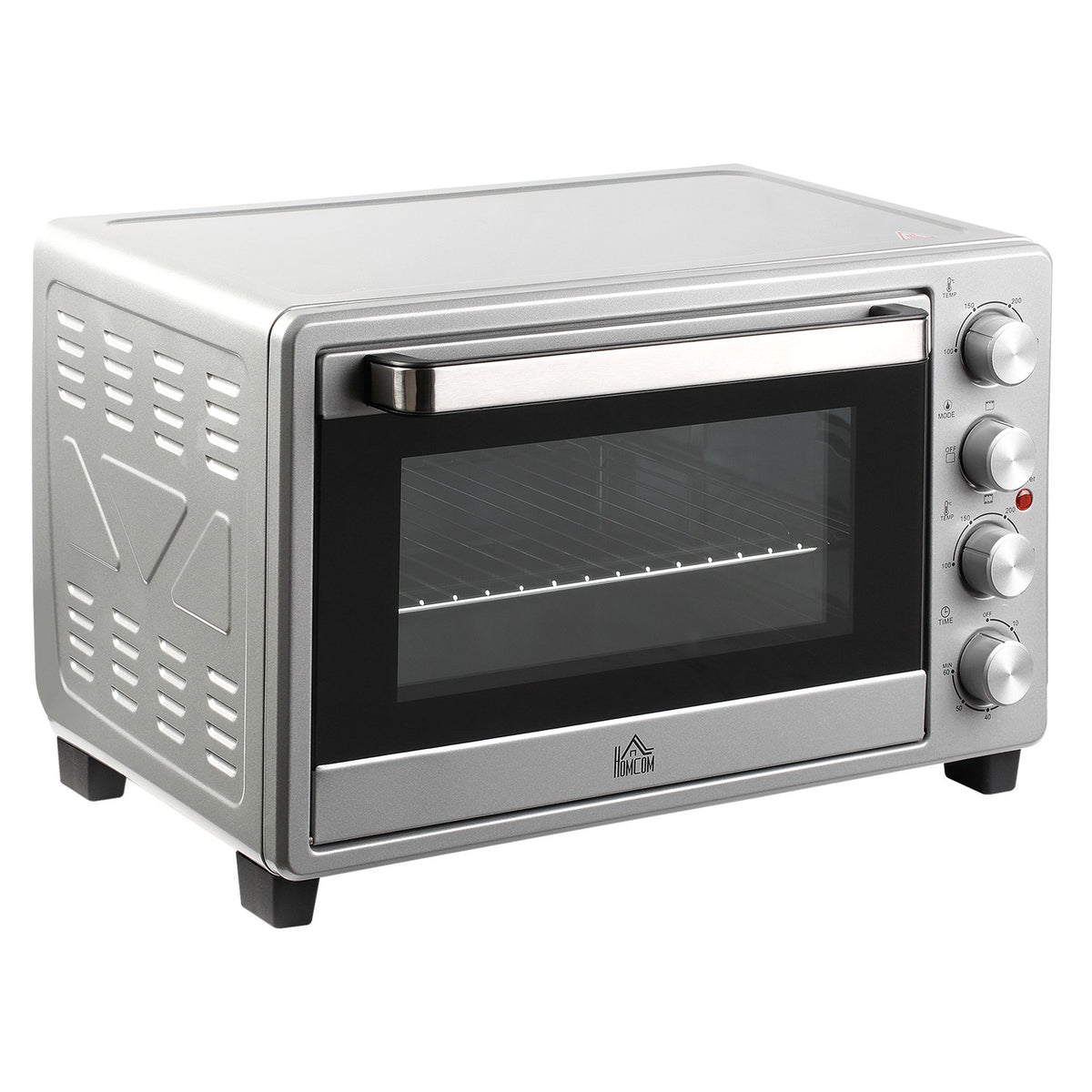 Mini Oven 32L, 1600W, Electric Oven With Slag Collection Tray, Stainless Steel & Glass, Silver, 52.2X38.1X33.5Cm