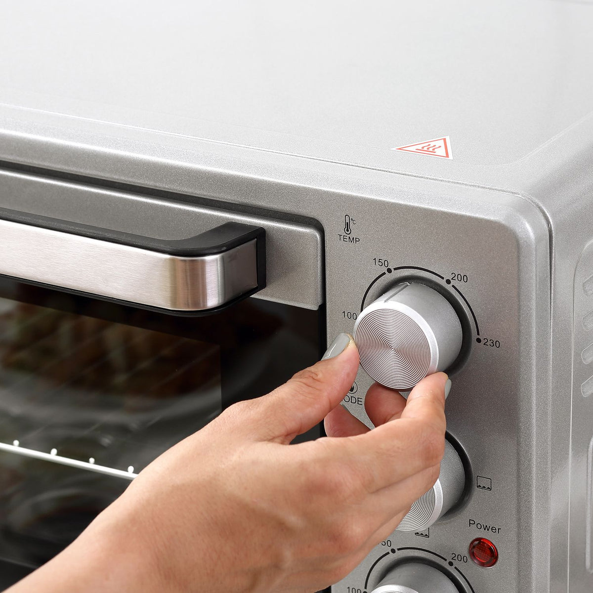 Mini Oven 32L, 1600W, Electric Oven With Slag Collection Tray, Stainless Steel & Glass, Silver, 52.2X38.1X33.5Cm