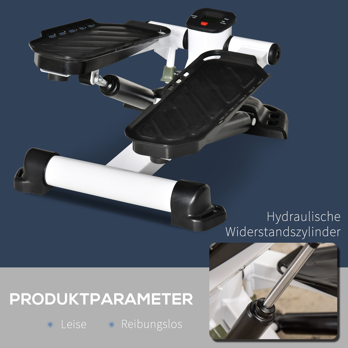 Mini Stepper Compact Mini Bike Fitness Equipment With Lcd Screen, Large Pedals, Metal & Abs, White+Black, 48X34X21Cm