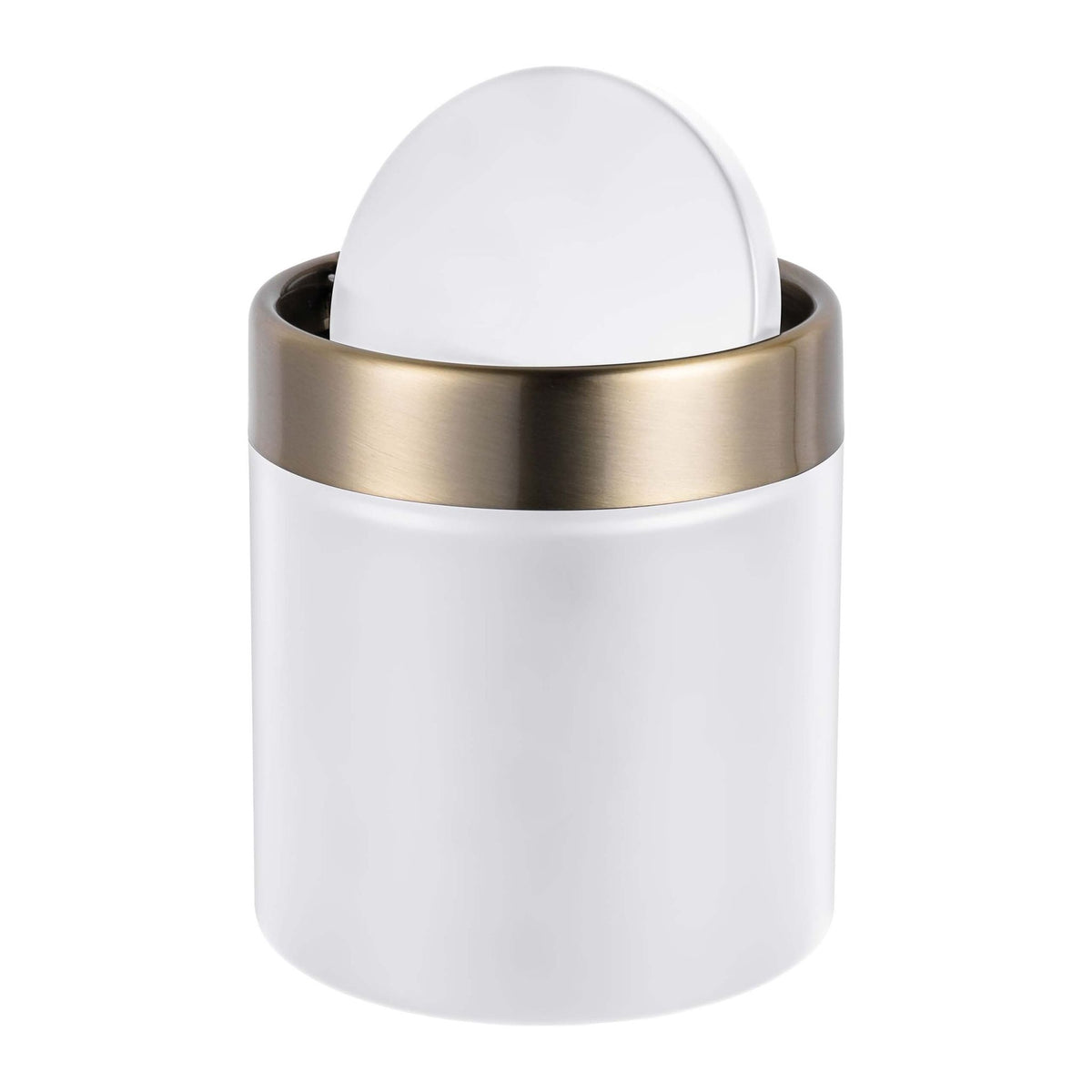 Mini Table Bin, 1.5L, White Metal Swing Lid