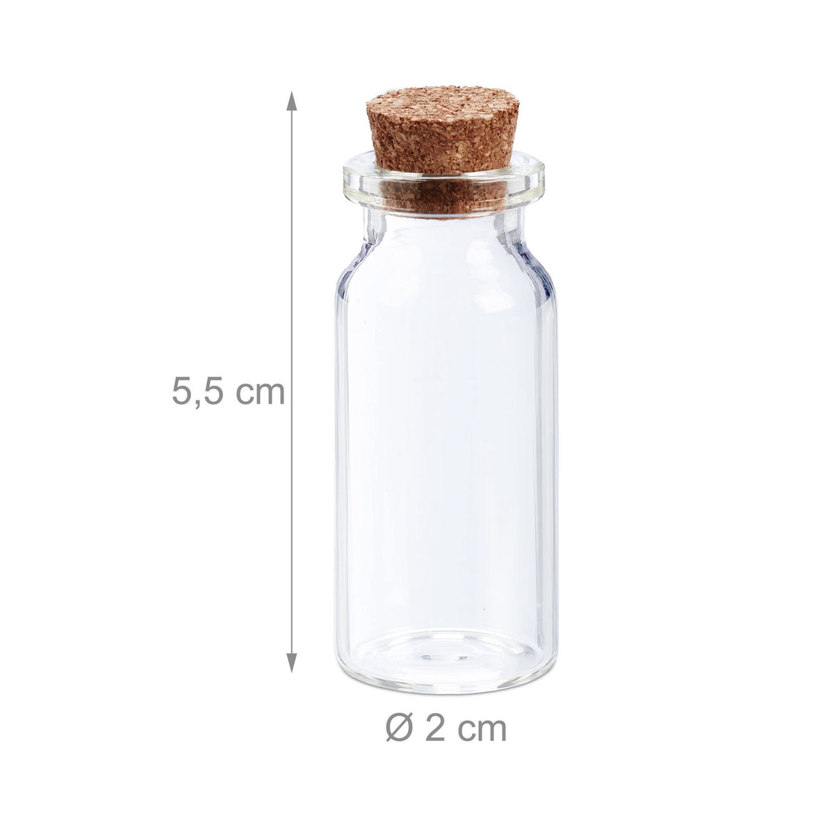 Mini glass bottles with corks Set of 72