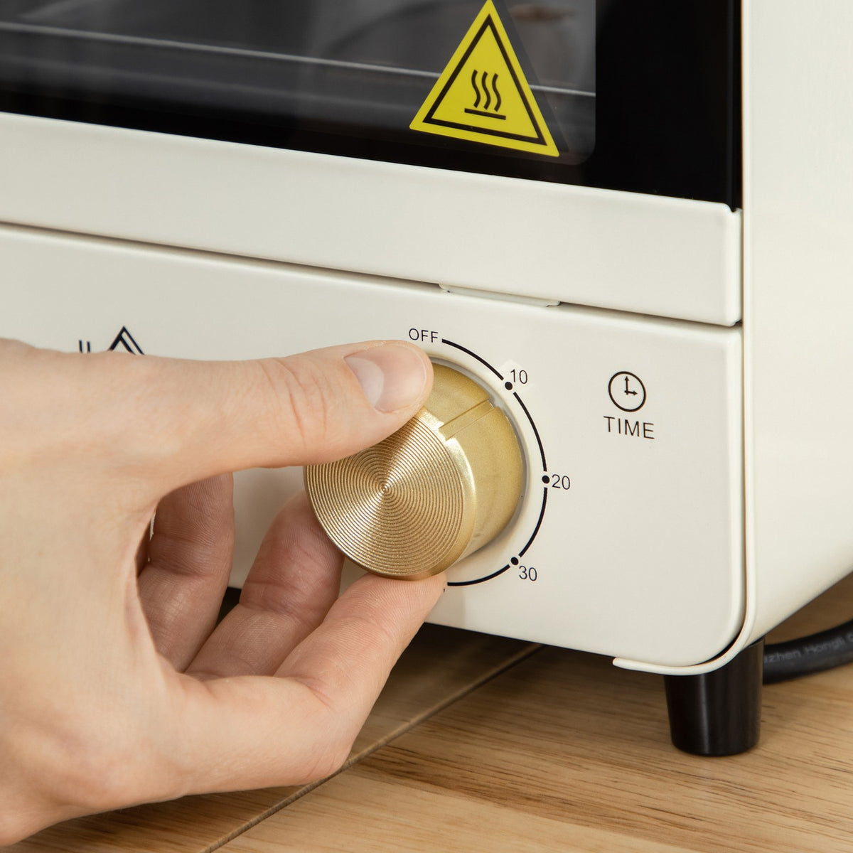 Mini oven 15L, 1 hour timer, 60-230°C, pizza oven with circulating air, 1000 W, mini oven with baking tray set, crumb tray, cream white
