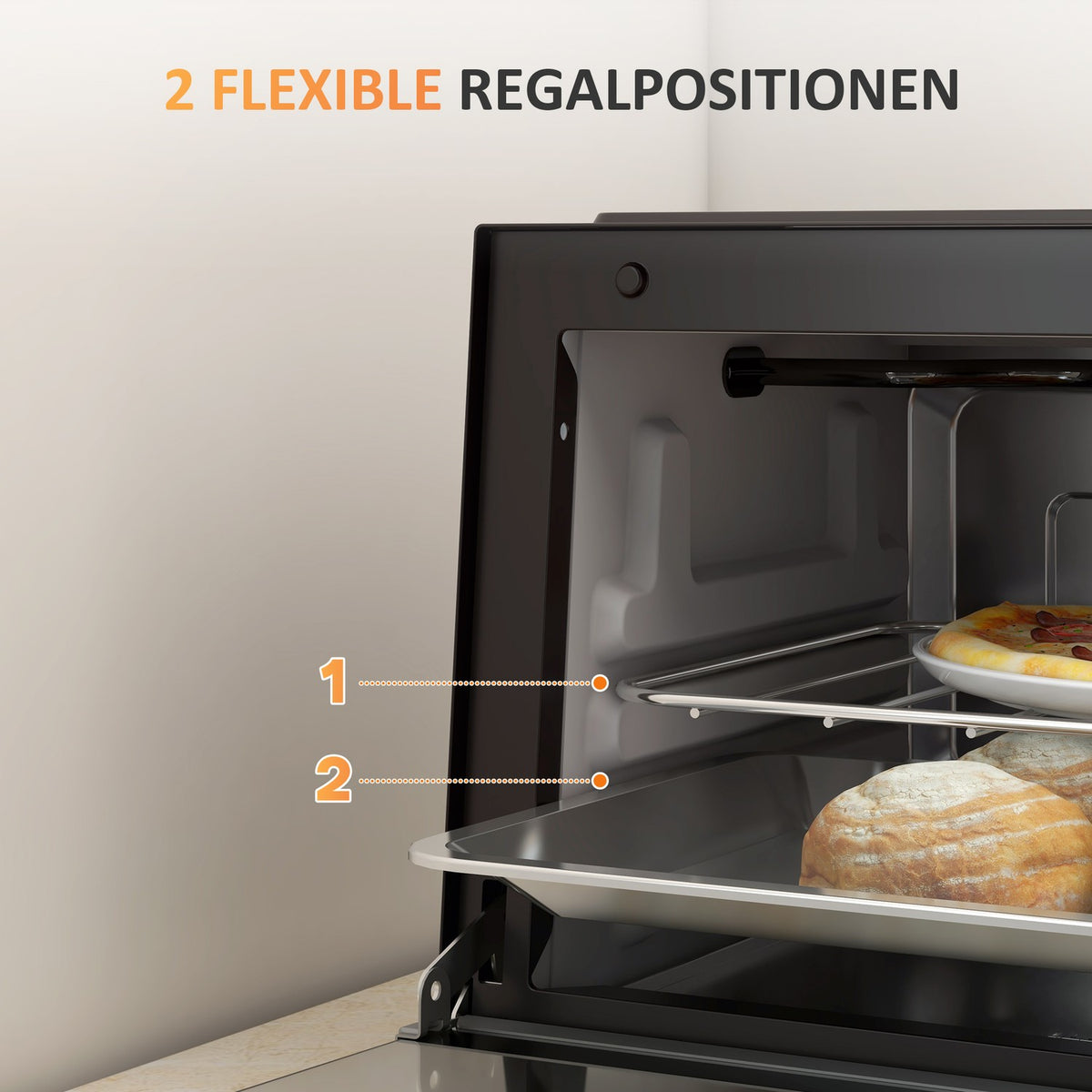 Mini oven 9L mini oven with baking tray, grill rack, 100 °C-230 °C, with adjustable temperature and cooking time, 60 min. timer, 750W, stainless steel, black