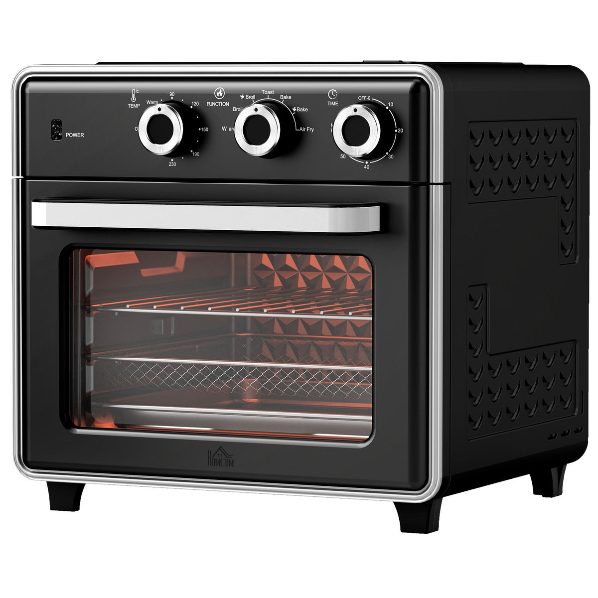 Mini oven with circulating air 20L mini oven with baking tray, grill rack and crumb tray, 90°C-230°C hot air fryer with 5 modes, frying basket, 60 min. timer, 1400W, metal