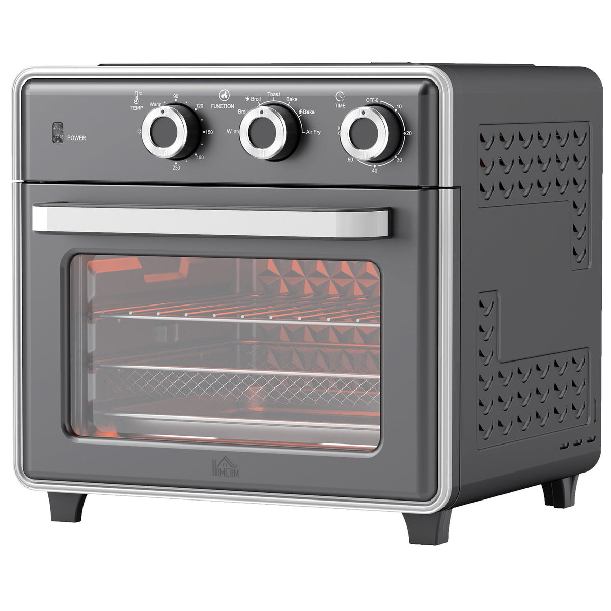 Mini oven with circulating air 20L mini oven with baking tray, grill rack and crumb tray, 90°C-230°C hot air fryer with 5 modes, frying basket, 60 min. timer, 1400W, metal