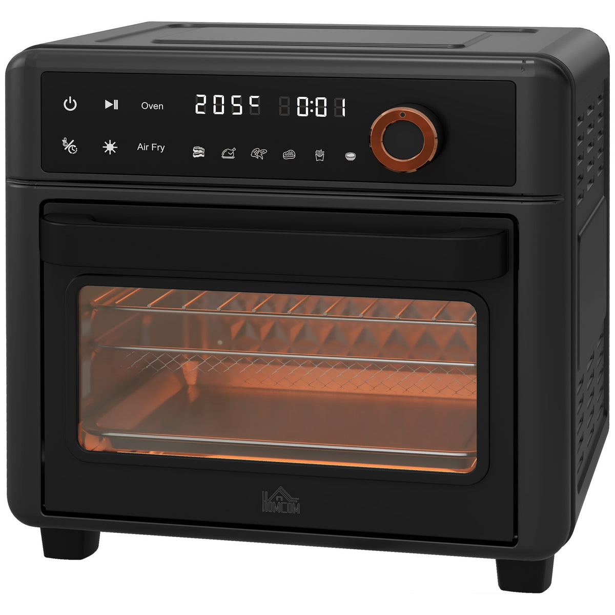 Mini oven with circulating air, 40 °C-220 °C, 13L mini oven with baking tray, grill rack, crumb tray, hot air fryer with 12 programs
