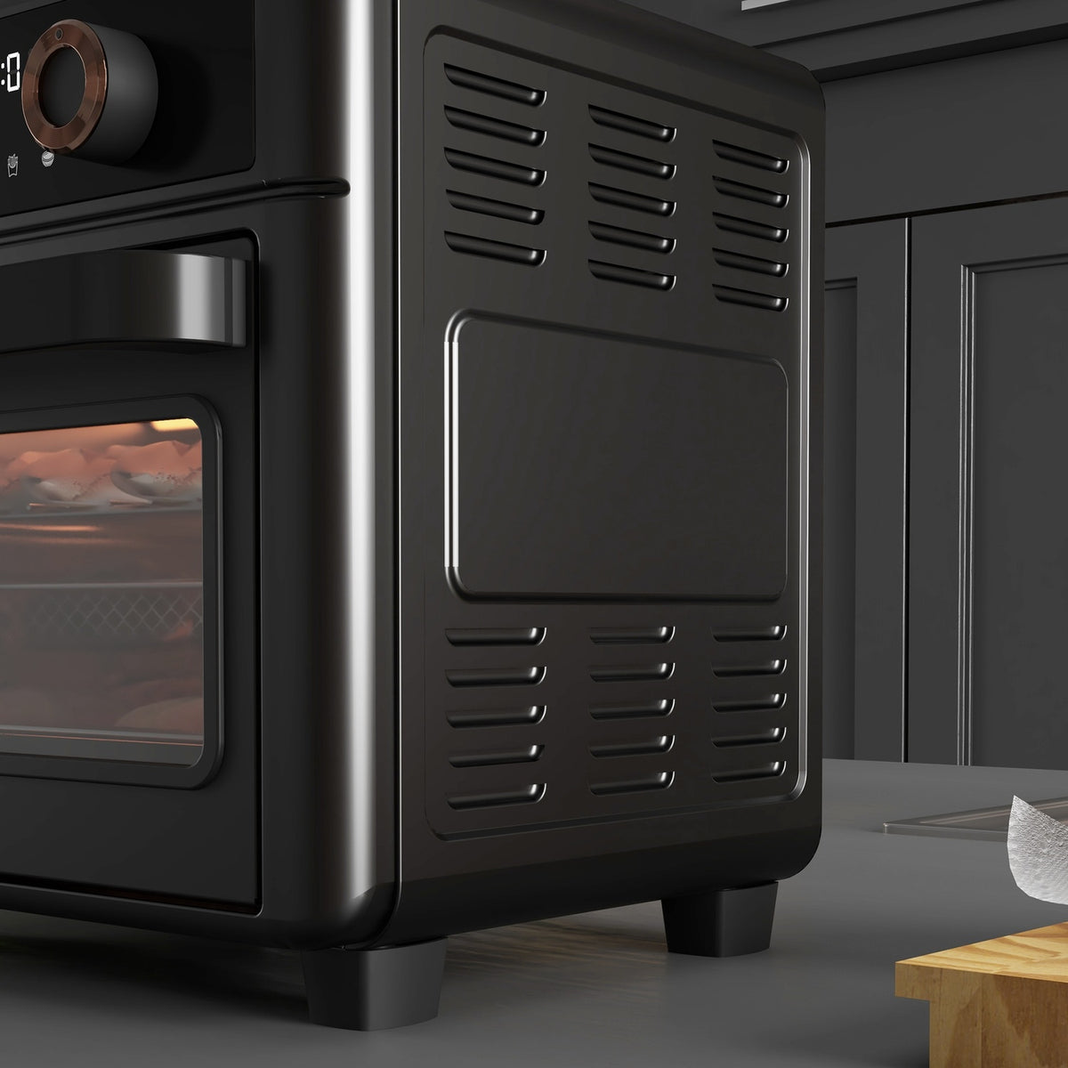 Mini oven with circulating air, 40 °C-220 °C, 13L mini oven with baking tray, grill rack, crumb tray, hot air fryer with 12 programs