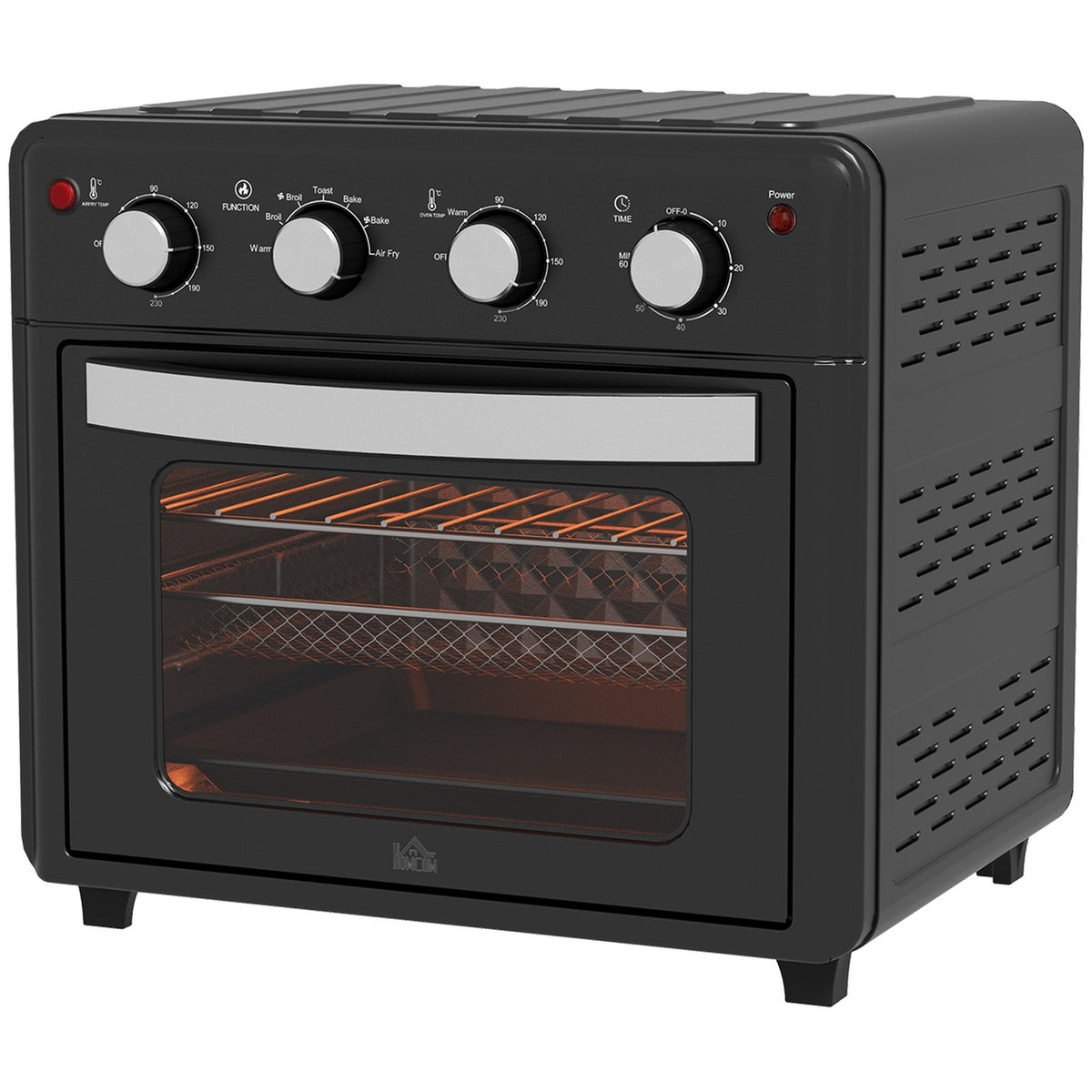 Mini oven with circulating air, 90°C-230°C, 30L, mini oven with baking tray, grill rack, crumb tray, hot air fryer with 7 modes, frying basket