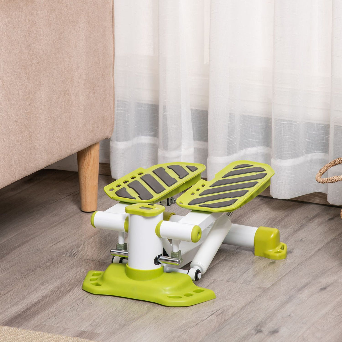 Mini stepper for home, non-slip up-down stepper with LCD display, stepper home trainer with two large pedals, steel, yellow