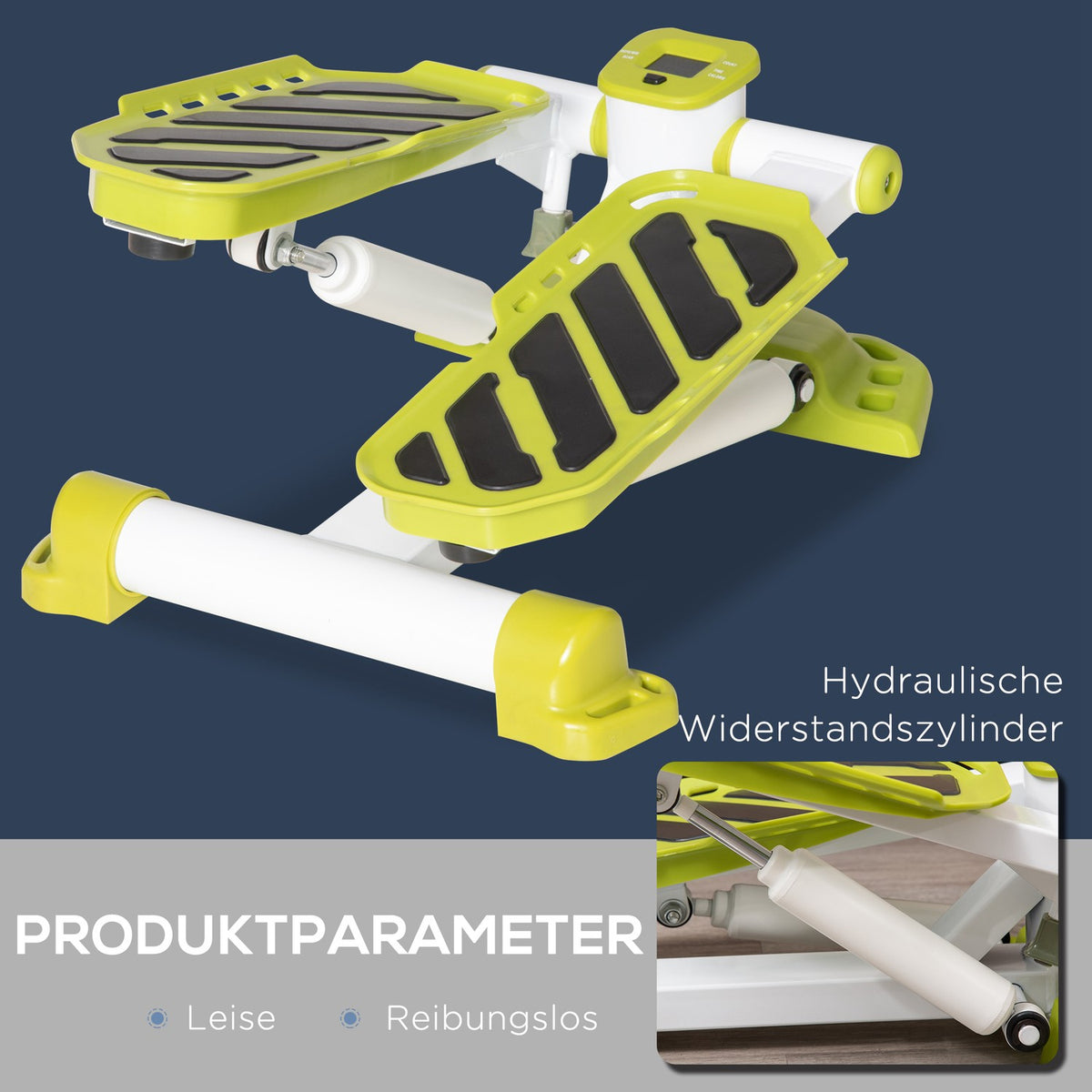 Mini stepper for home, non-slip up-down stepper with LCD display, stepper home trainer with two large pedals, steel, yellow