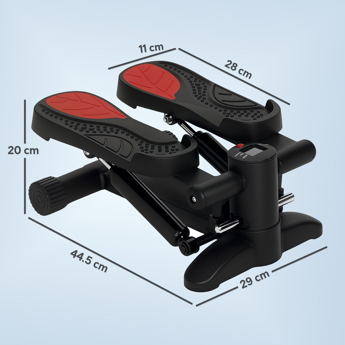 Mini stepper for home stepper home trainer with LCD display, fitness stepper up to 100 kg for leg training, home office fitness exercise, black