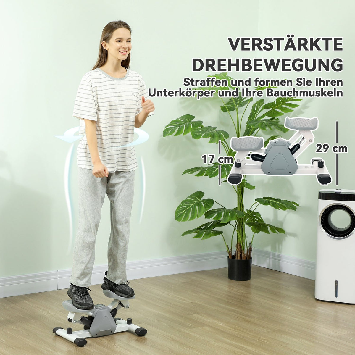 Mini stepper for home with LCD display, up-down stepper with non-slip pedals, stepper home trainer up to 100 kg, for leg training, home office fitness exercise, gray |