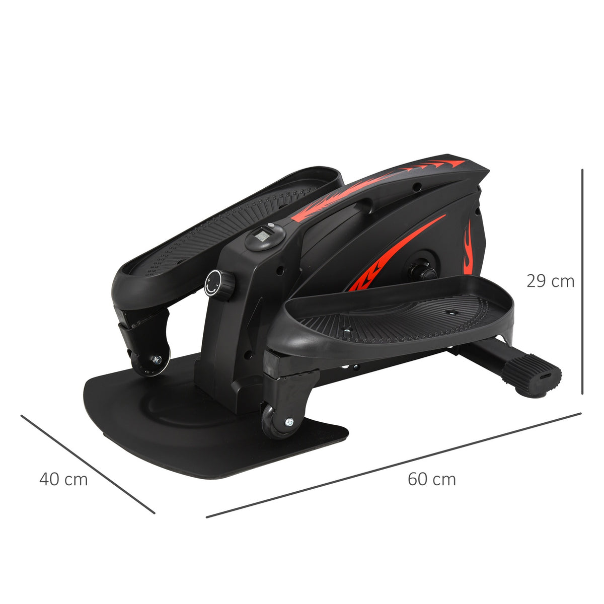 Mini stepper with LCD monitor, exercise bike, pedal trainer, training device, infinitely adjustable resistance, non-slip step board
