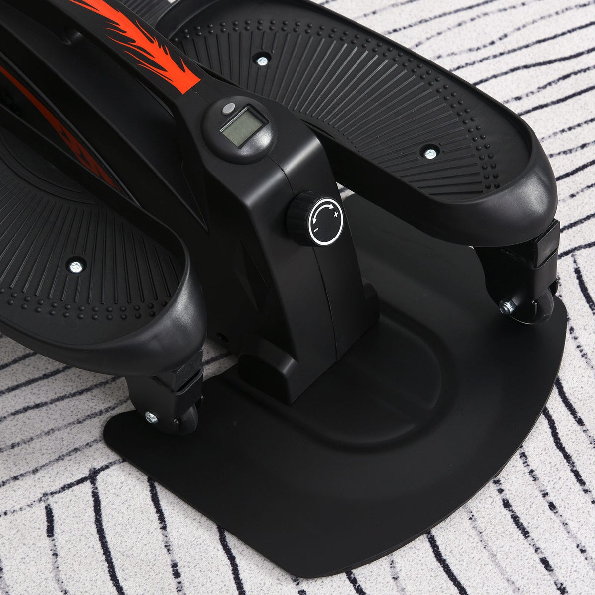 Mini stepper with LCD monitor, exercise bike, pedal trainer, training device, infinitely adjustable resistance, non-slip step board