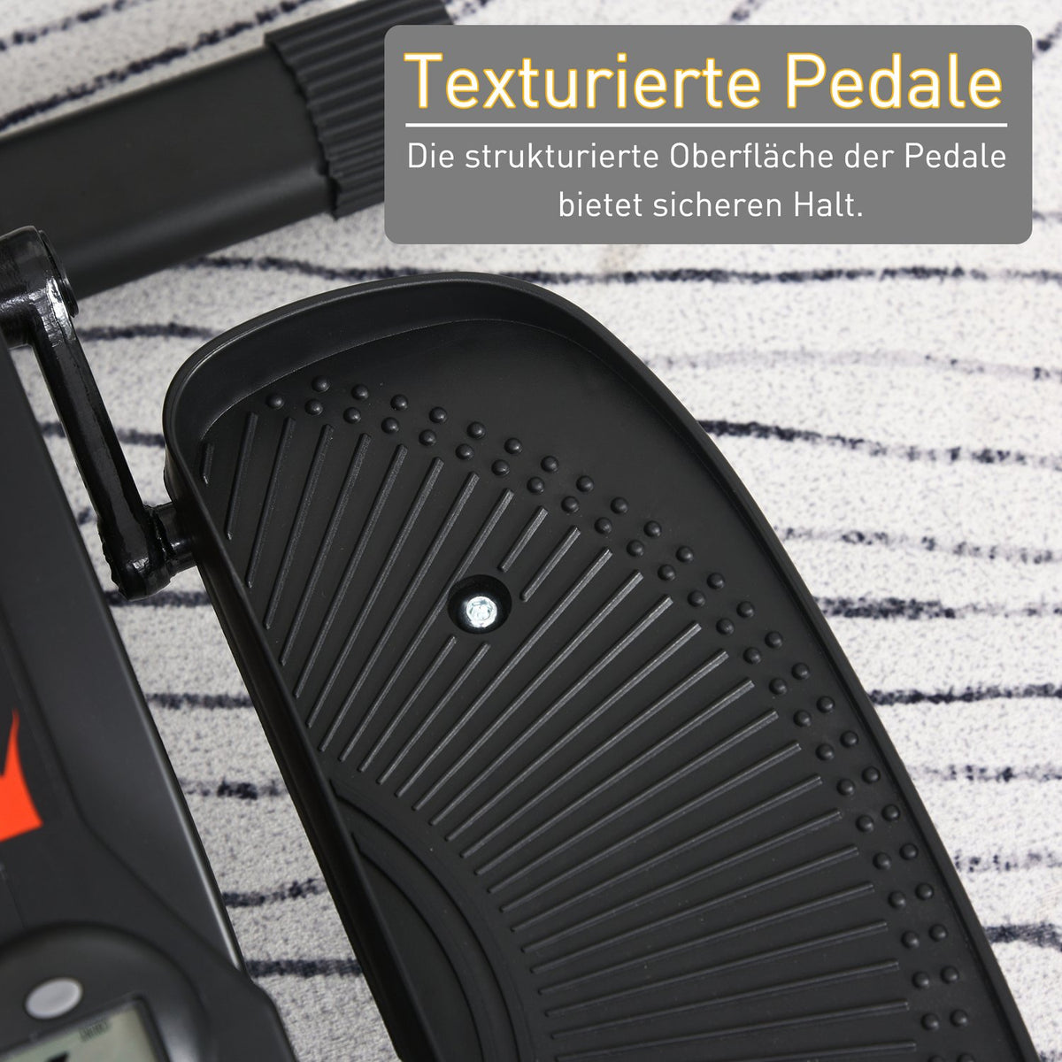 Mini stepper with LCD monitor, exercise bike, pedal trainer, training device, infinitely adjustable resistance, non-slip step board