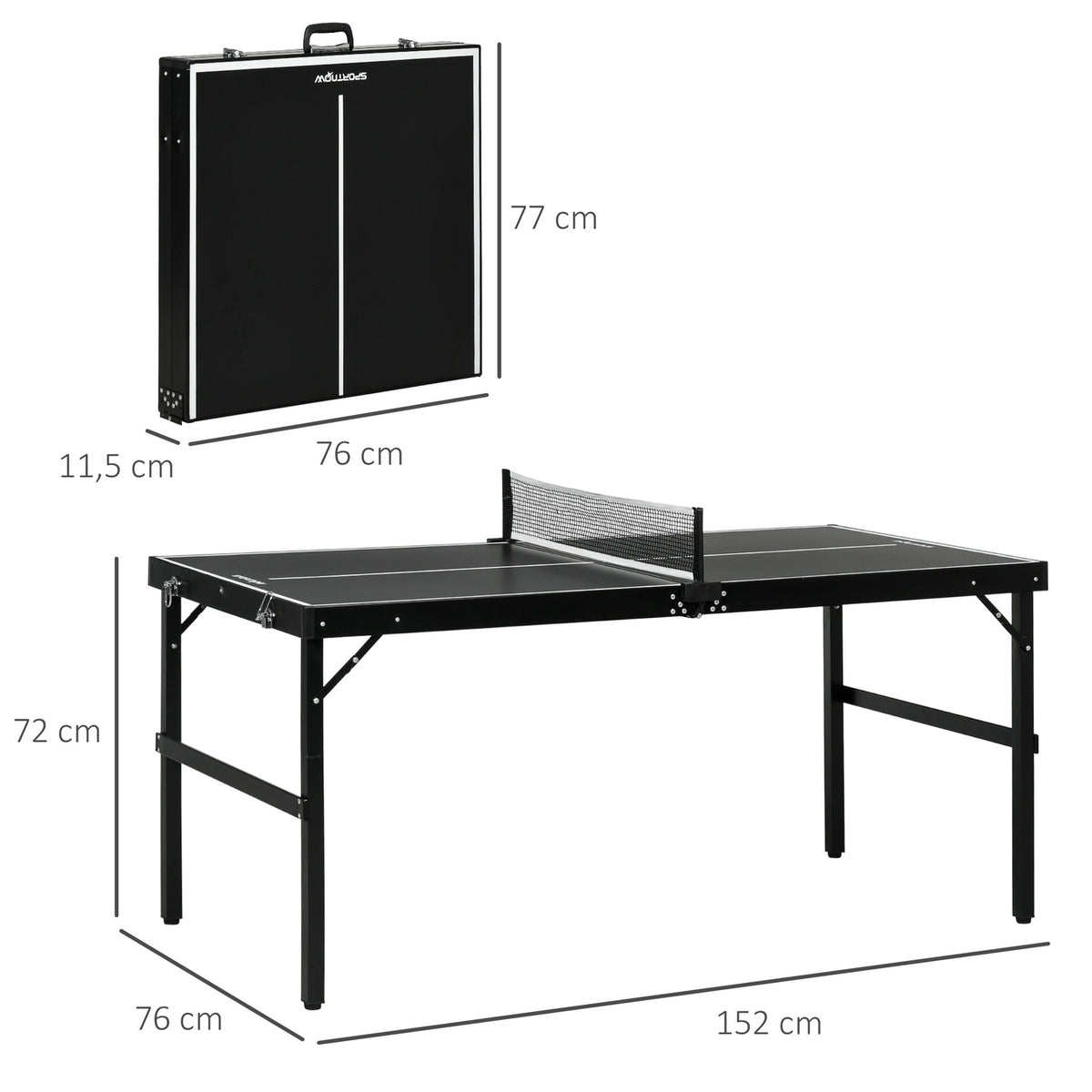 Mini table tennis table folding tennis table leisure table with table tennis net handle table tennis set indoor game for home aluminum black