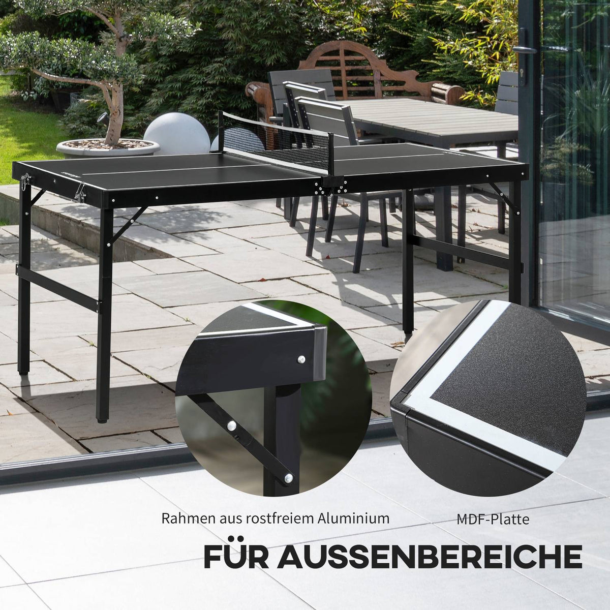Mini table tennis table folding tennis table leisure table with table tennis net handle table tennis set indoor game for home aluminum black