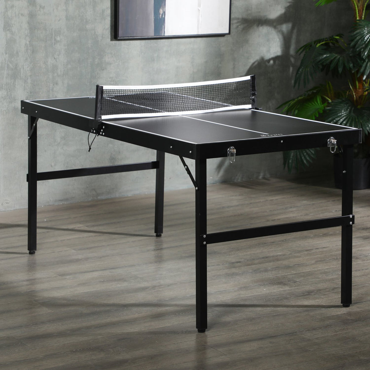 Mini table tennis table folding tennis table leisure table with table tennis net handle table tennis set indoor game for home aluminum black
