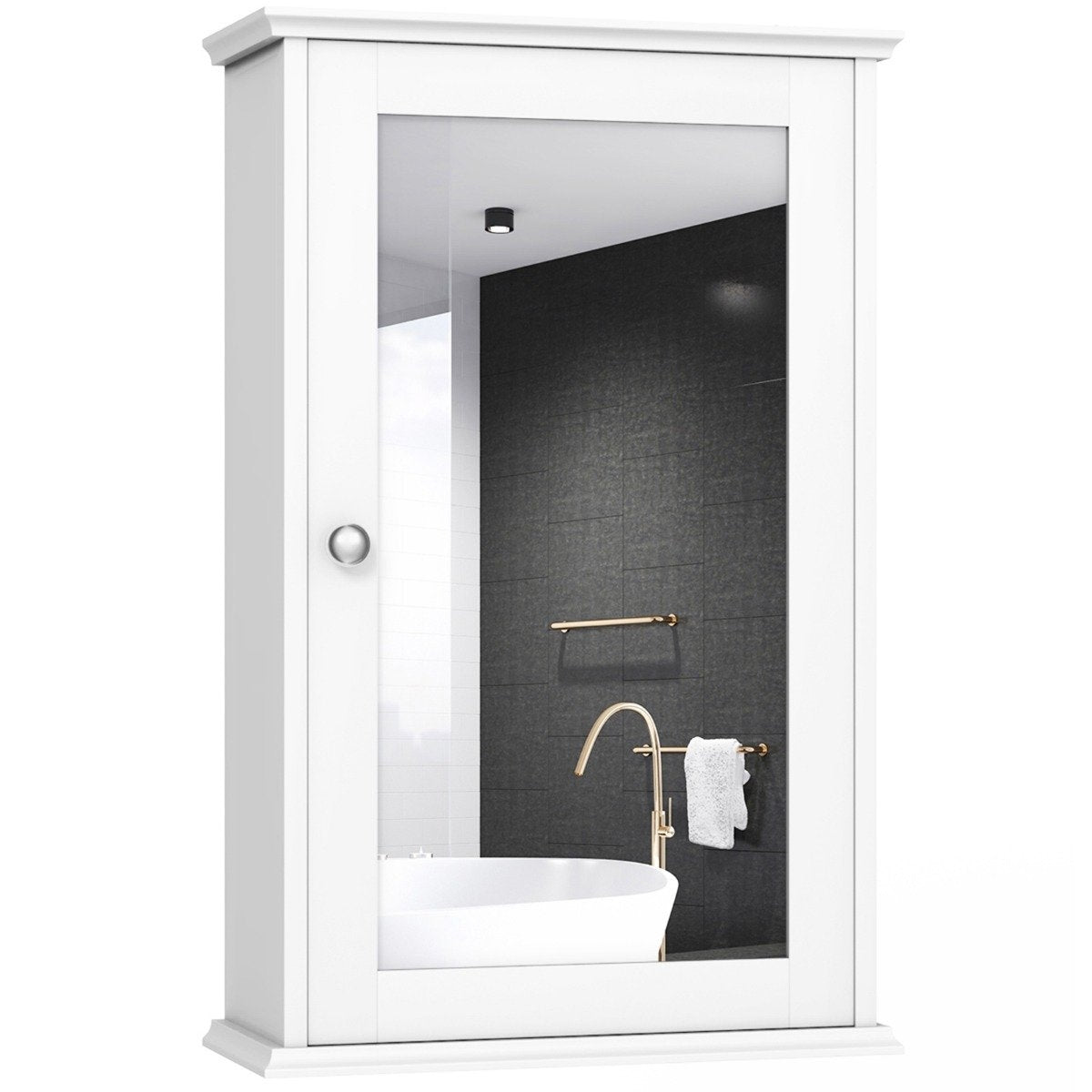 Mirror Bathroom Cabinet Wall Cabinet Storage Cabinet with Single 34 x 15 x 53 cm White