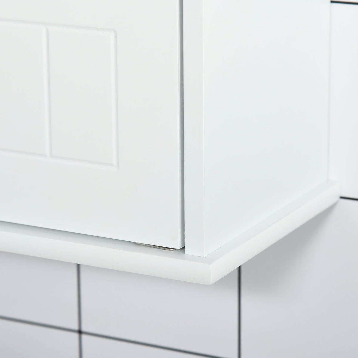 Mirror Cabinet Bathroom Cabinet With Glass Shelves, Wall Cabinet In White, 55X17.5X60Cm