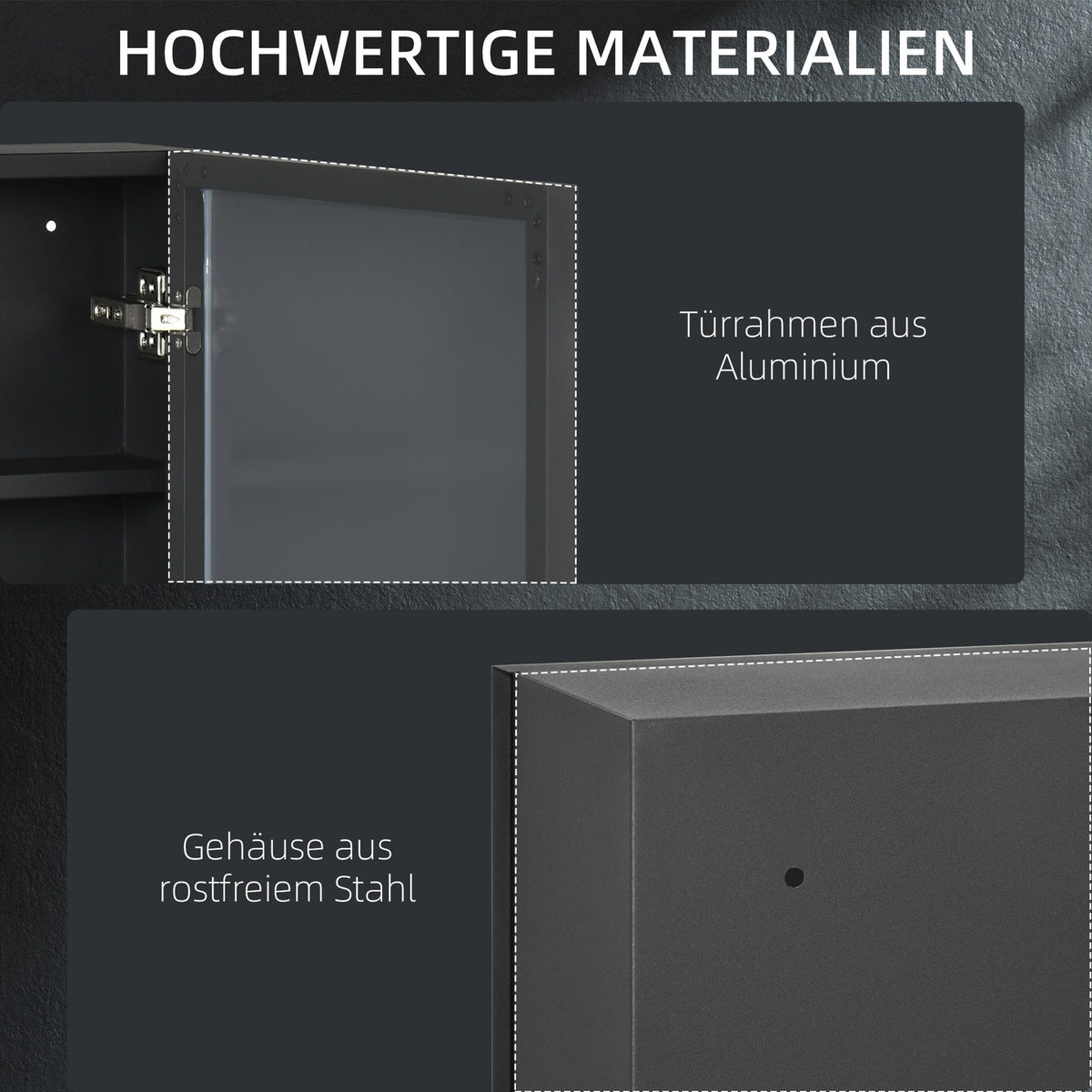 Mirror Cabinet, Bathroom Cabinet with 3 Tiers, Medicine Cabinet, Wall Cabinet for Bedroom, Black, 40 x 12 x 60 cm