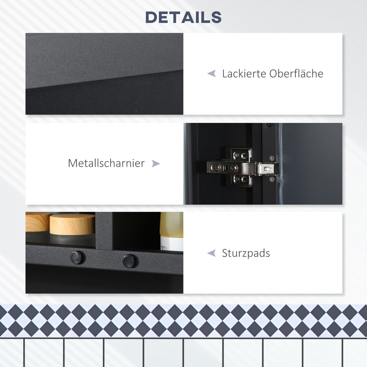 Mirror Cabinet Bathroom Cabinet with 5 Tier Double Door Wall Cabinet Medicine Cabinet for Bedroom Black 60 x 13.5 x 70cm