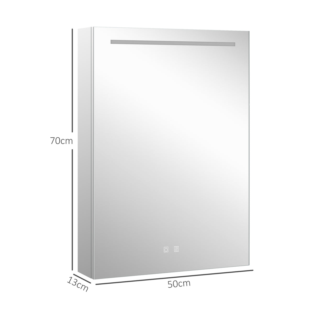 Mirror Cabinet Bathroom Led Lighting Touch Switch Anti-Fog Wall Cabinet Shelves Soft Close Silver