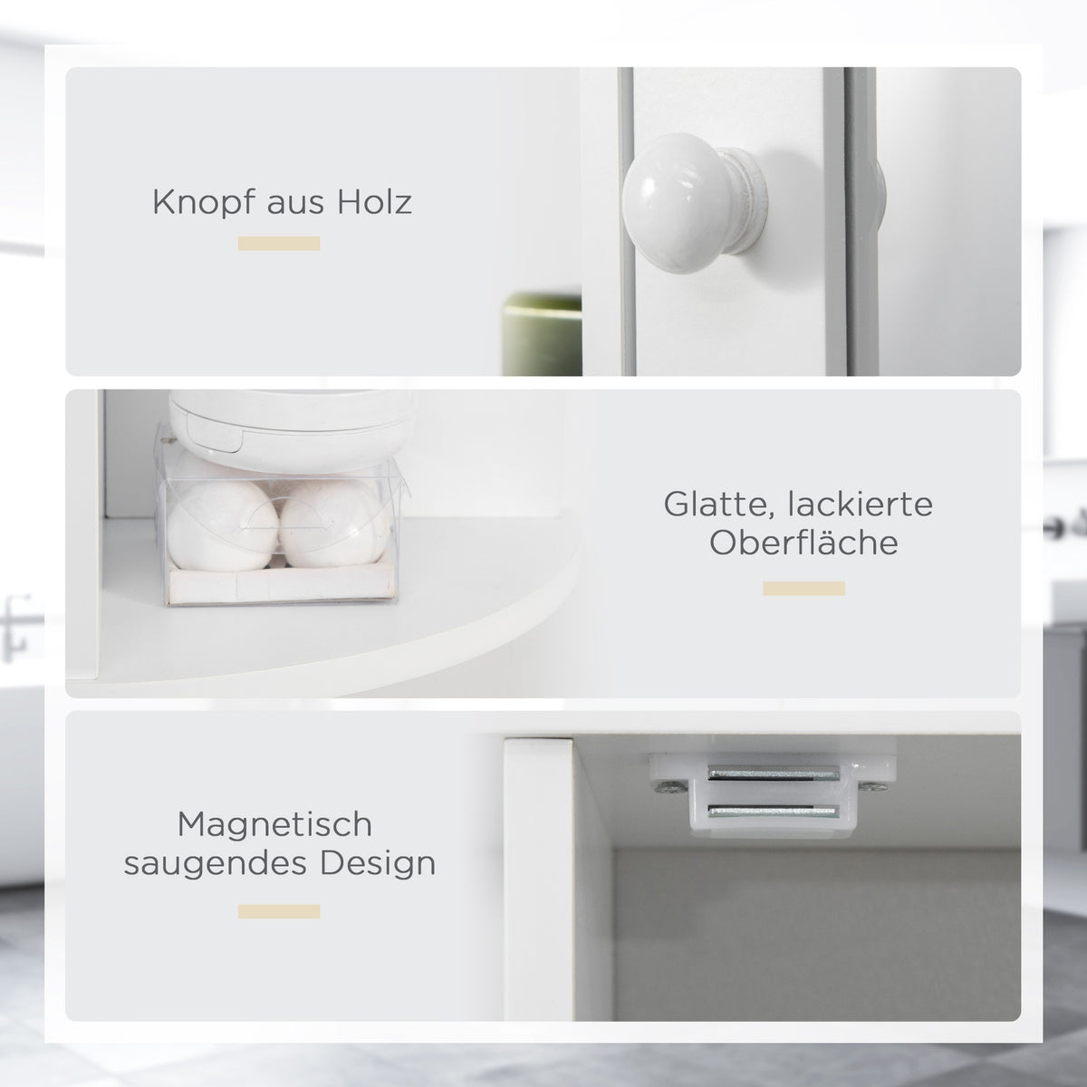 Mirror Cabinet Bathroom Mirror For Wall Mounting, Hanging Cabinet With 8 Compartments, Multi-Purpose Cabinet, White, 66X17X63Cm